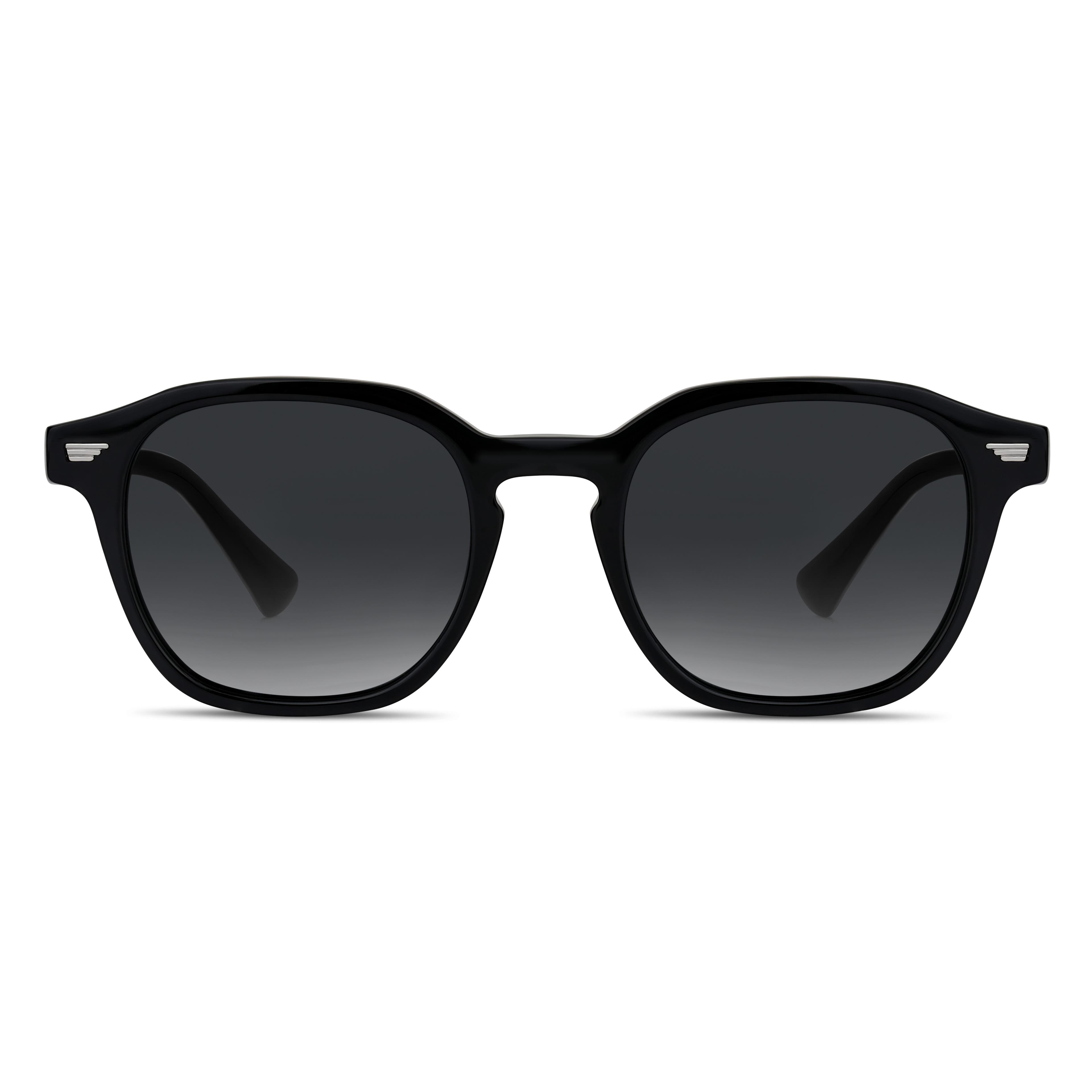 Black Geometric Horn-Rimmed Polarized Sunglasses