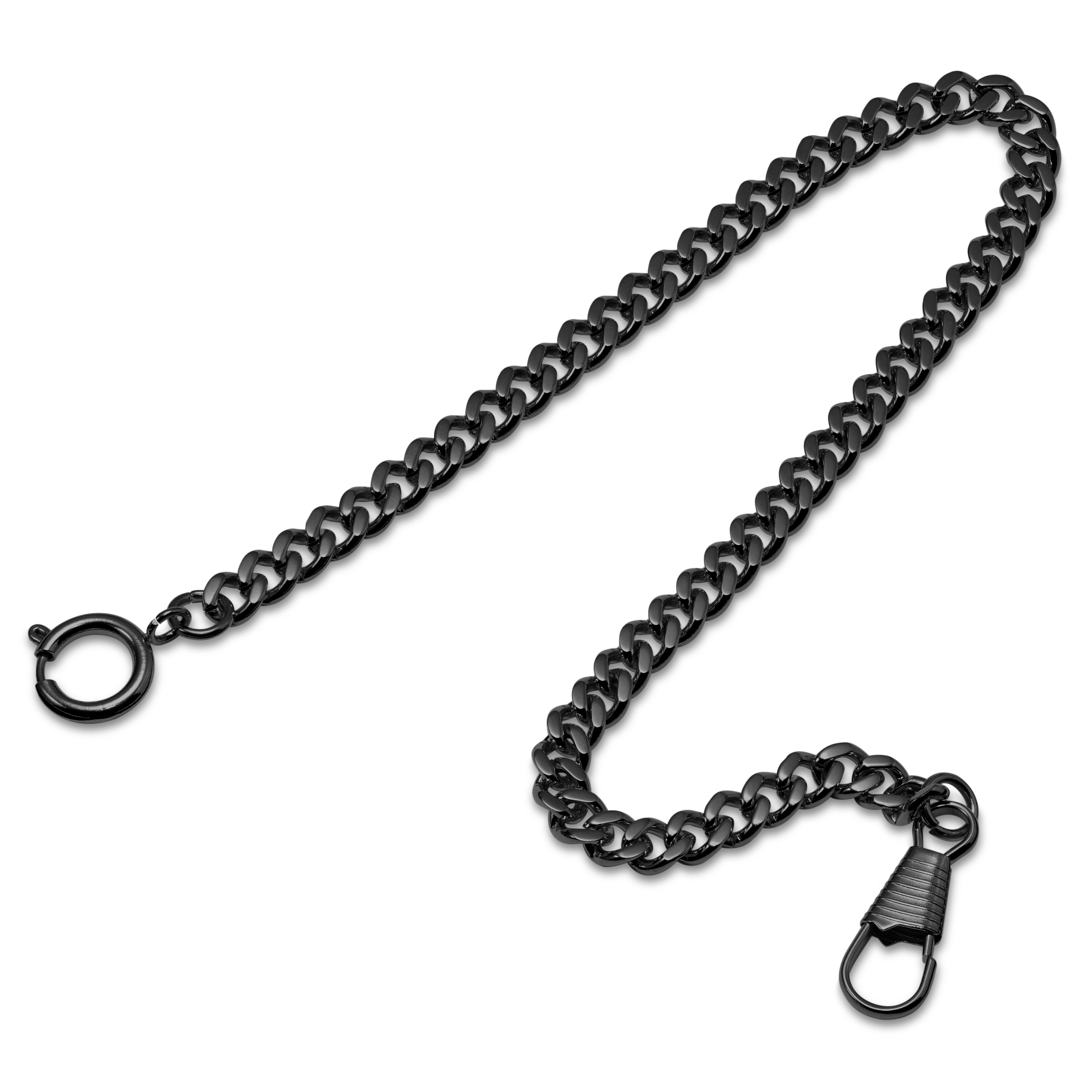 Black Steel Bolt Ring Pocket Watch Chain - 3