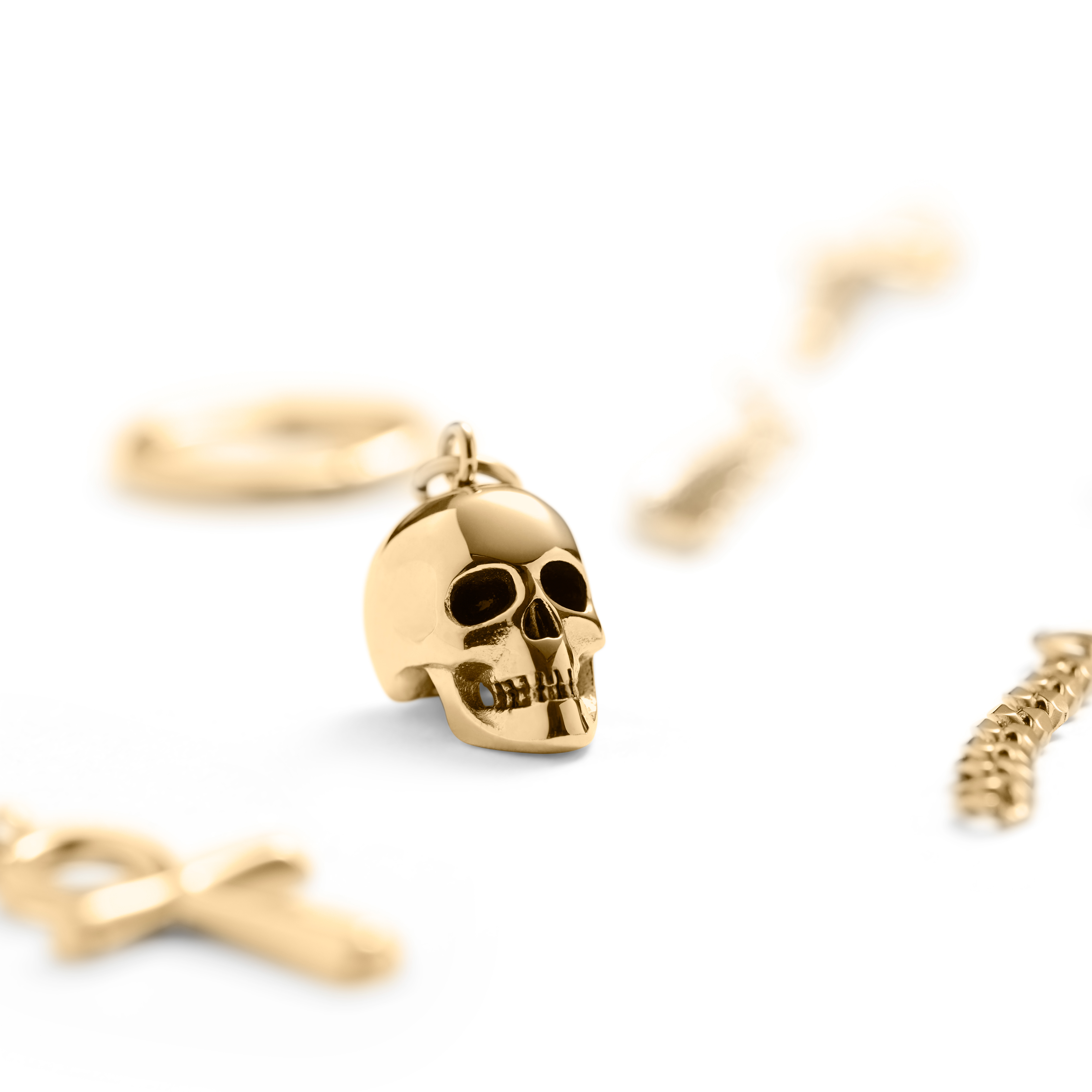 Gold-Tone Hoop Earring with 9 Charms - 4