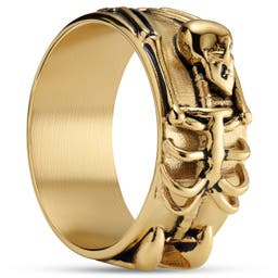 Aspero | 3/8" (10 mm) Gold-tone Stainless Steel Skeleton Ring