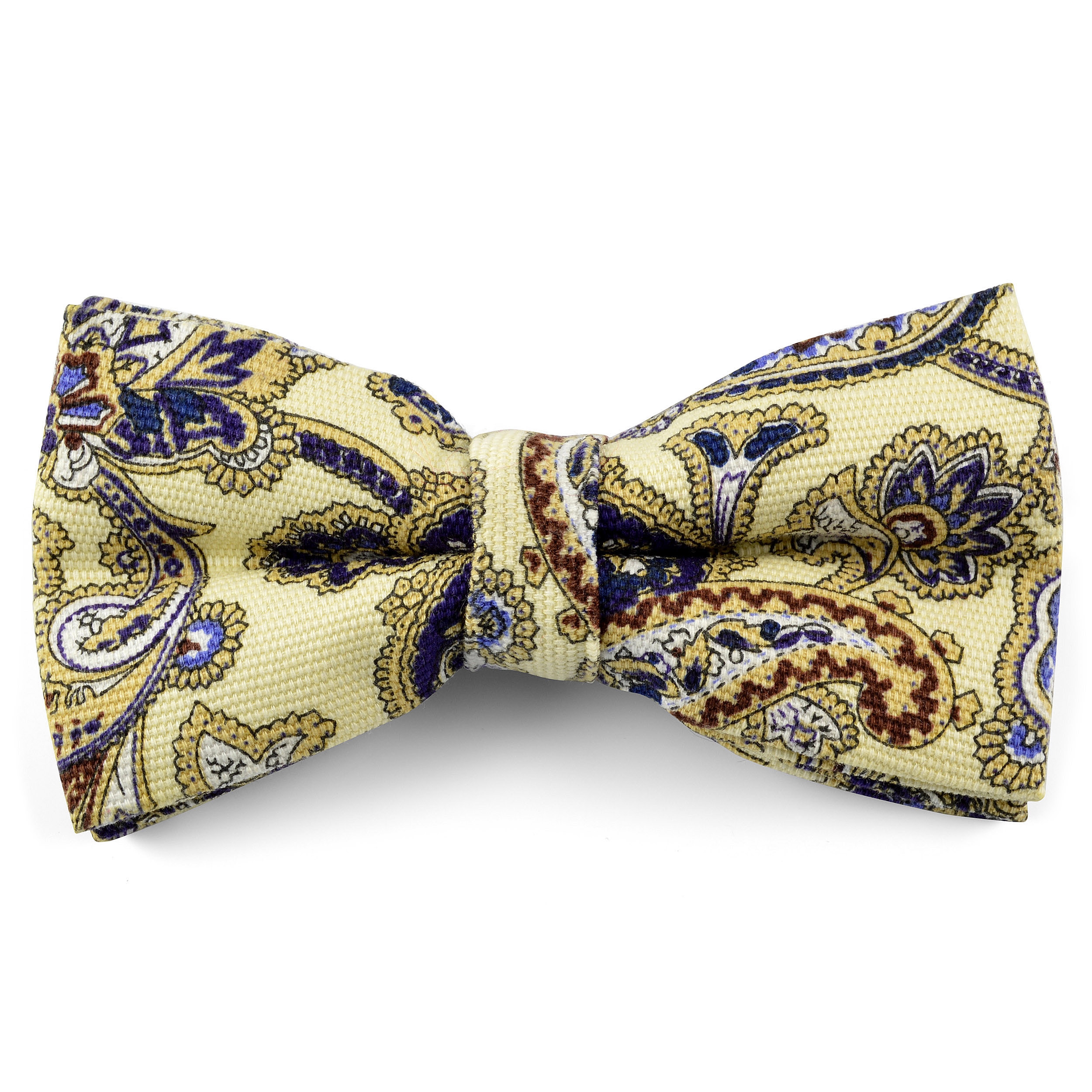 Cream Linen Retro Design Bow Tie - 1