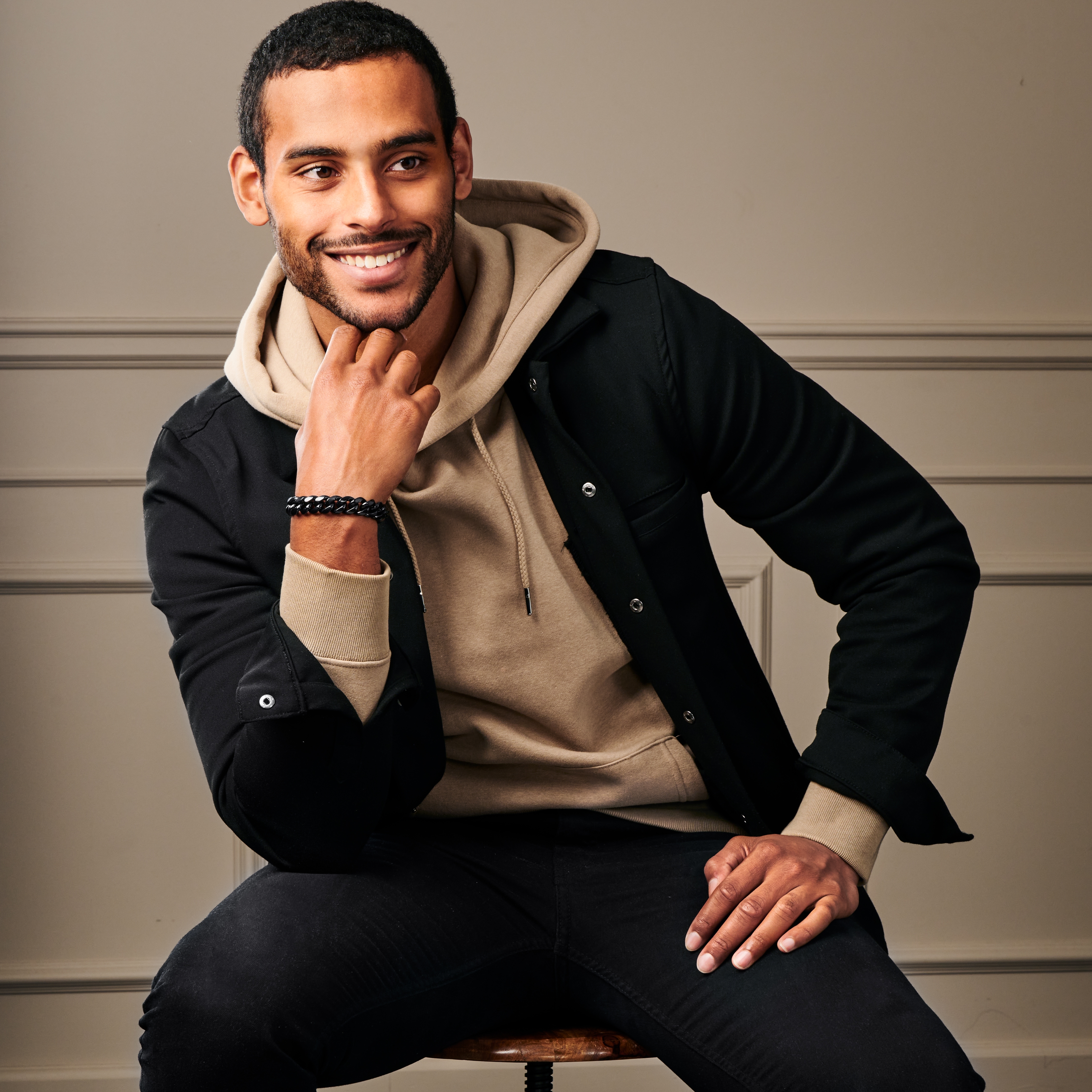 16 mm Black Steel Chain Bracelet - 4