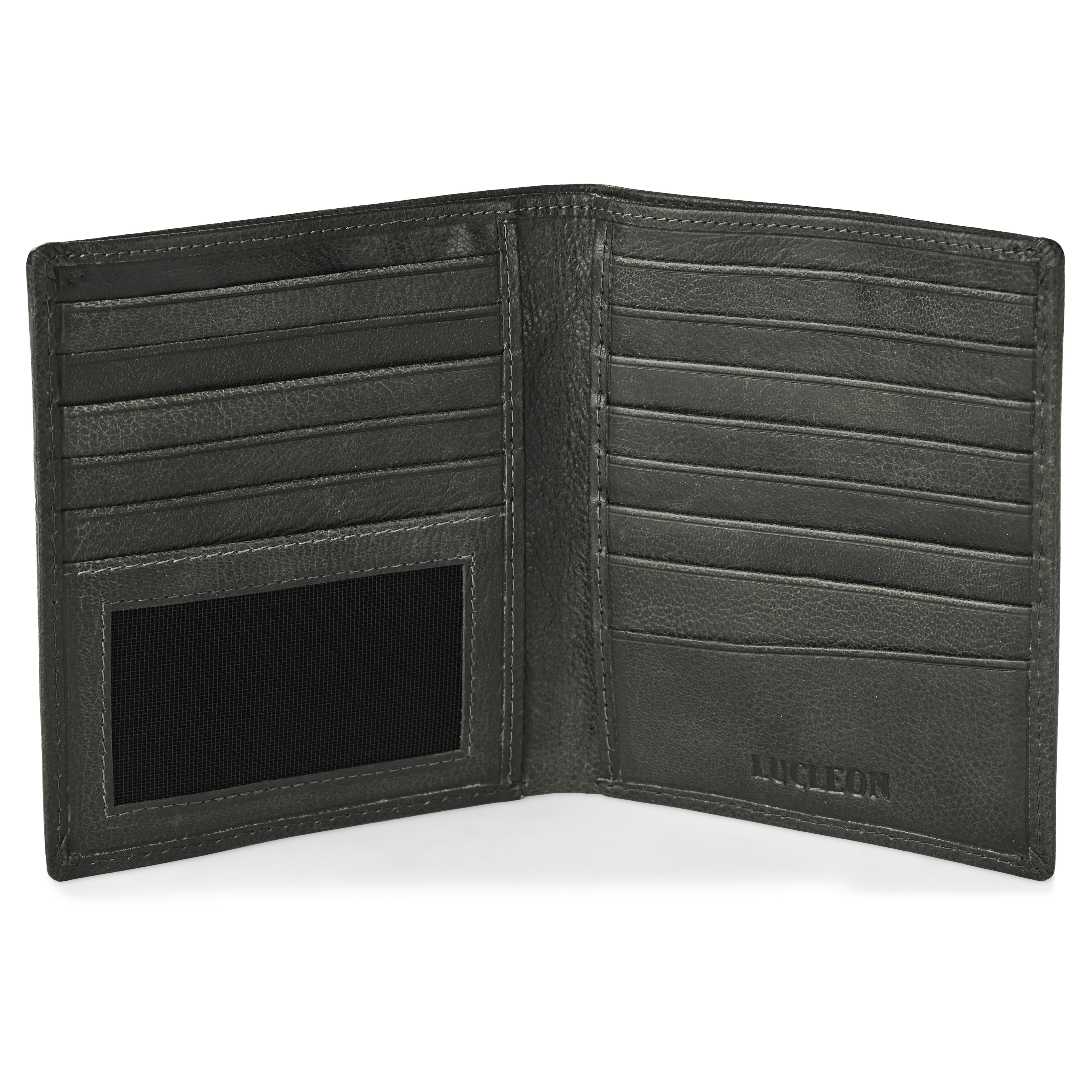 Cartera de cuero gris oscuro con 13 fundas y protección RFID Licio  - 2