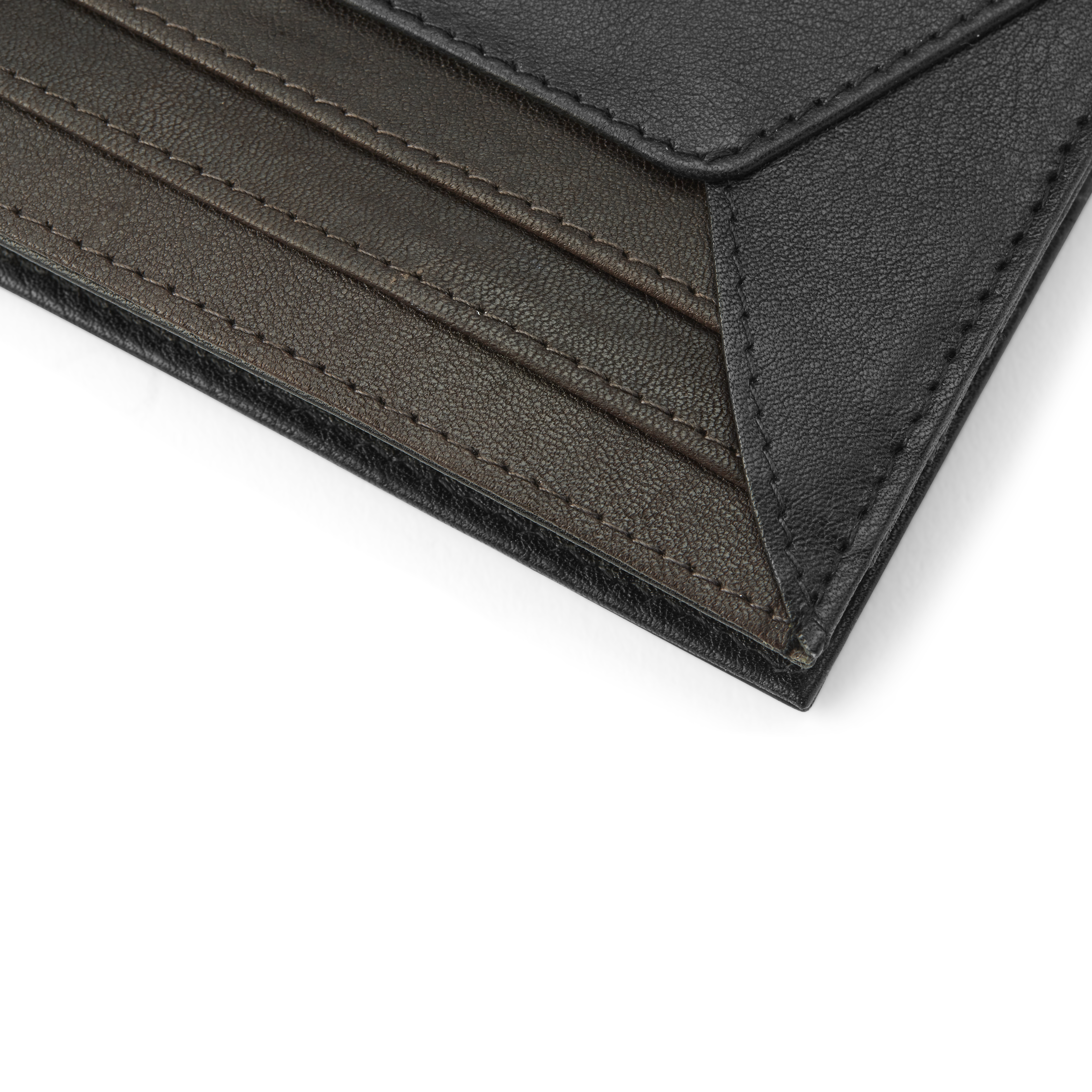 Loren Schwarzes & Dunkelbraunes Leder RFID Kartenetui - 8