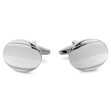Silver-Tone Curved Oval Cufflinks Silver-Tone Curved Oval Cufflinks