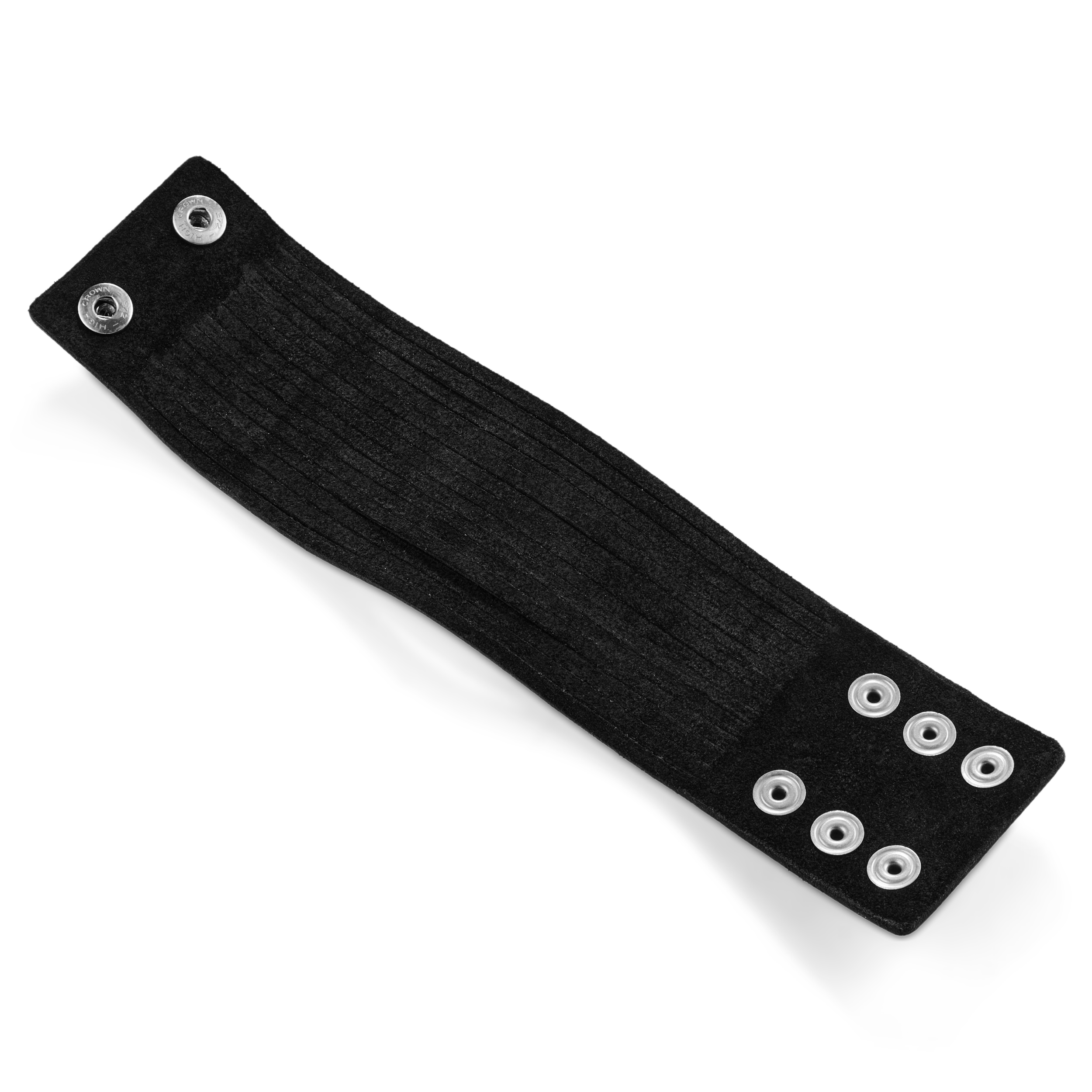 Gladius | Schwarzer Schnitt Vollnarben-Büffelleder-Armband - 5