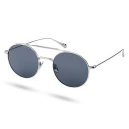 Thea | Silver-Tone & Smoke Grey Stainless Steel Round Sunglasses