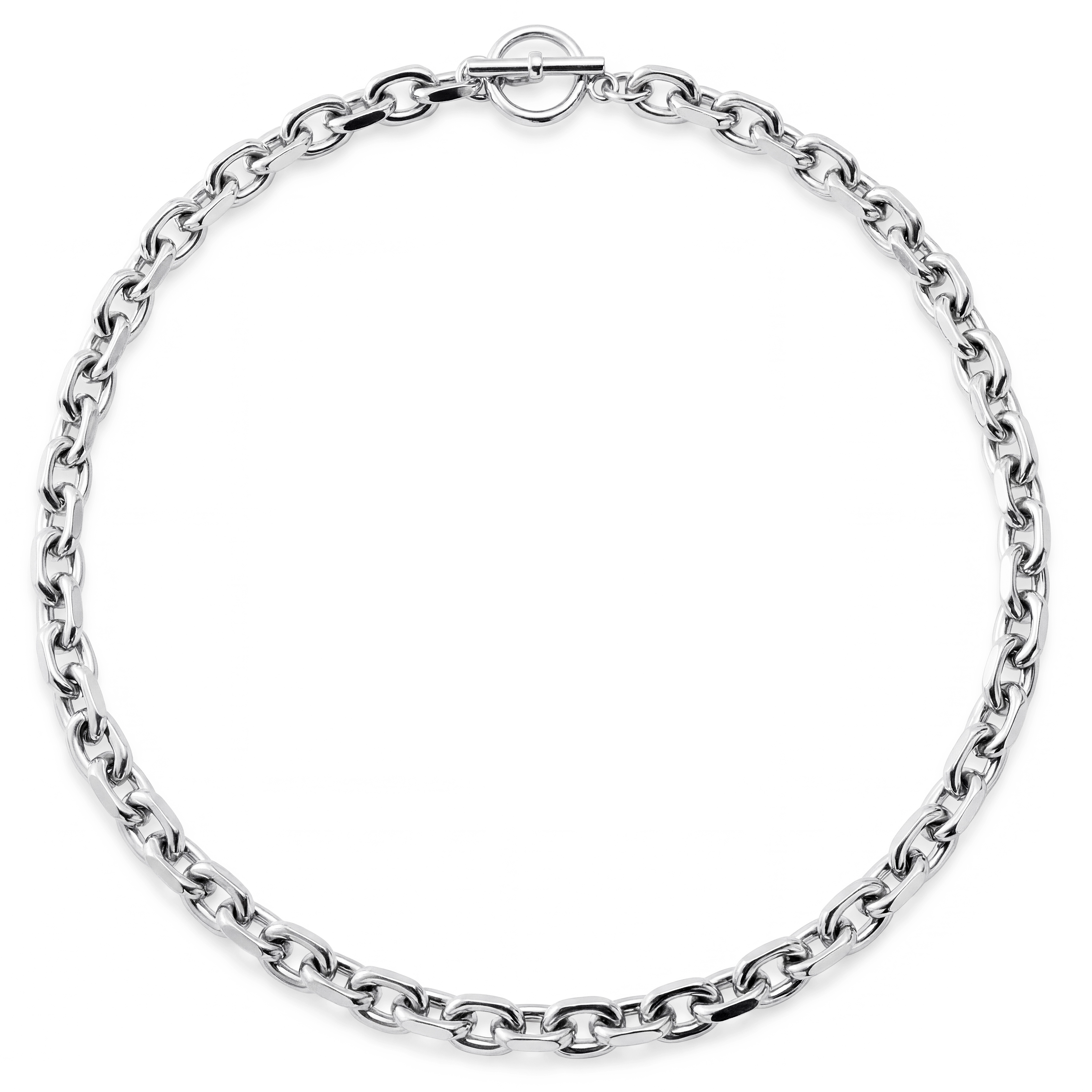 New Classics | Ezüst tónusú rozsdamentes acél O-láncszemes T-kapcsos nyaklánc - 2