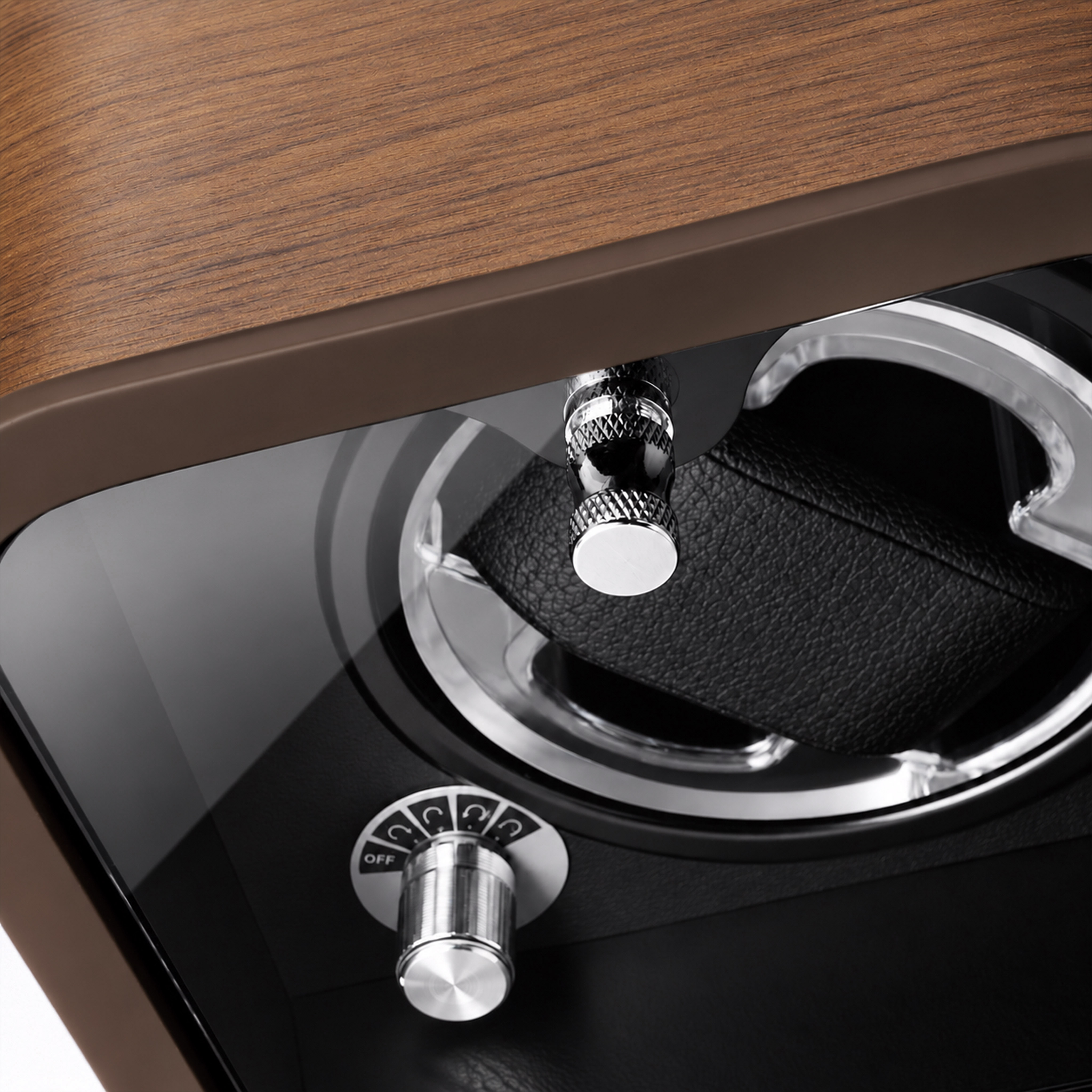 Chrono | Brown Watch Winder, Black Interior with Illumination - 3