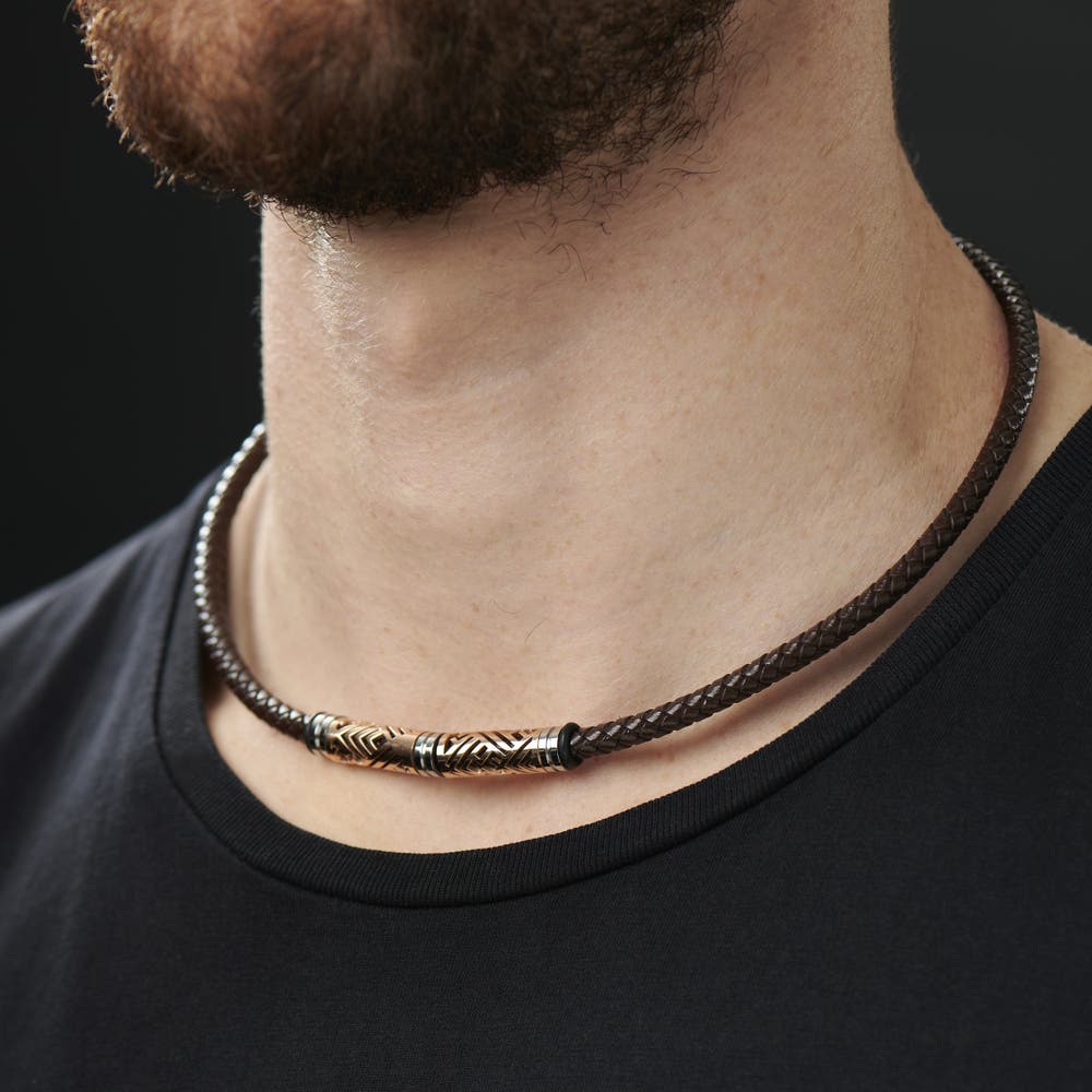 hover: Rose Gold-Tone Leather Necklace hover: Rose Gold-Tone Leather Necklace