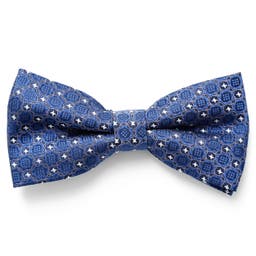Royal & Turquoise Blue Pattern Microfiber Pre-Tied Bow Tie