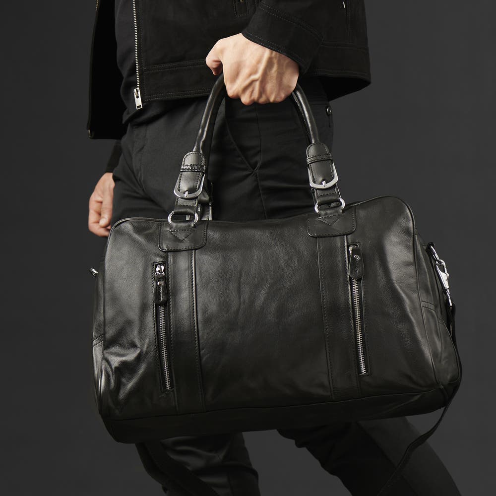hover: Matan Black Weekend/Sports Leather Bag hover: Matan Black Weekend/Sports Leather Bag