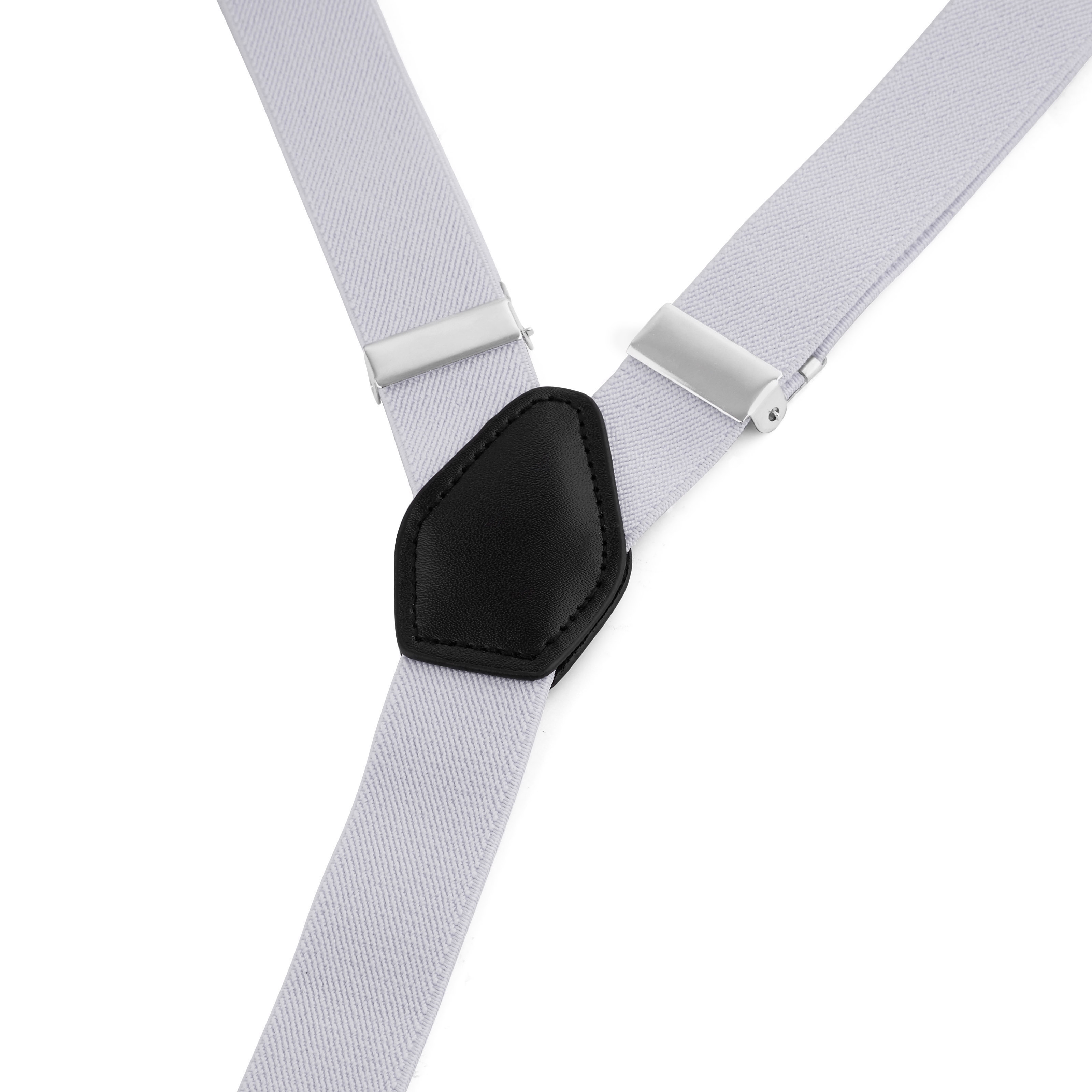 Bretelle sottili grigio chiaro con asole per bottoni - 3