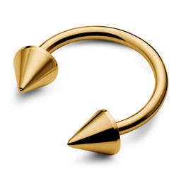 Circular barbell con pinchos de titanio dorado de 10 mm