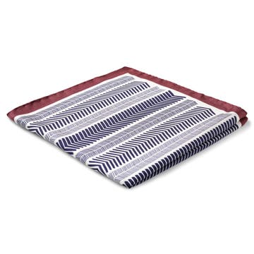 Virtuo | Pochette de costume en soie à rayures rouges et bleues Virtuo | Pochette de costume en soie à rayures rouges et bleues