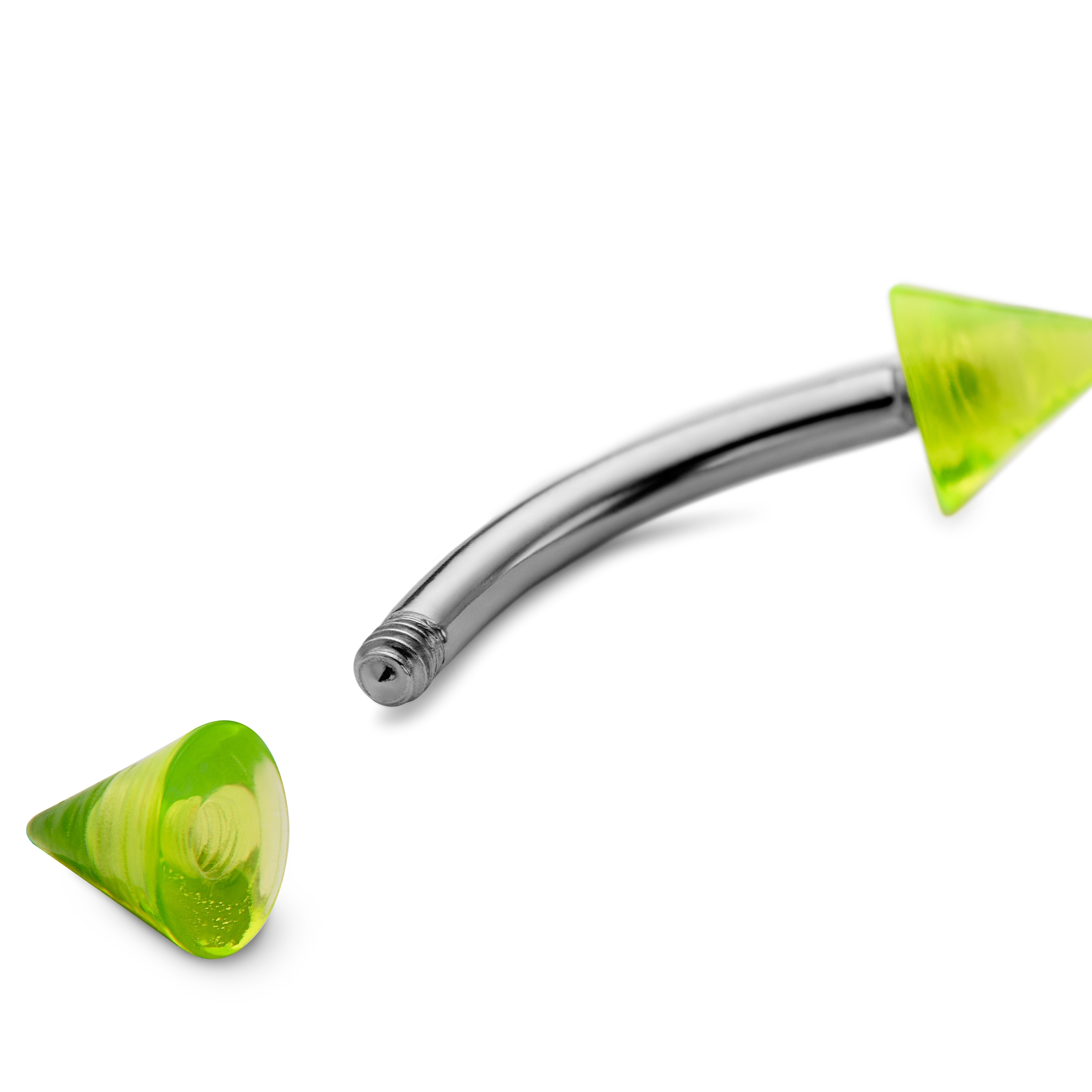 8 mm Curved Neon Spiked Acryl & Surgical Steel Barbell - 2