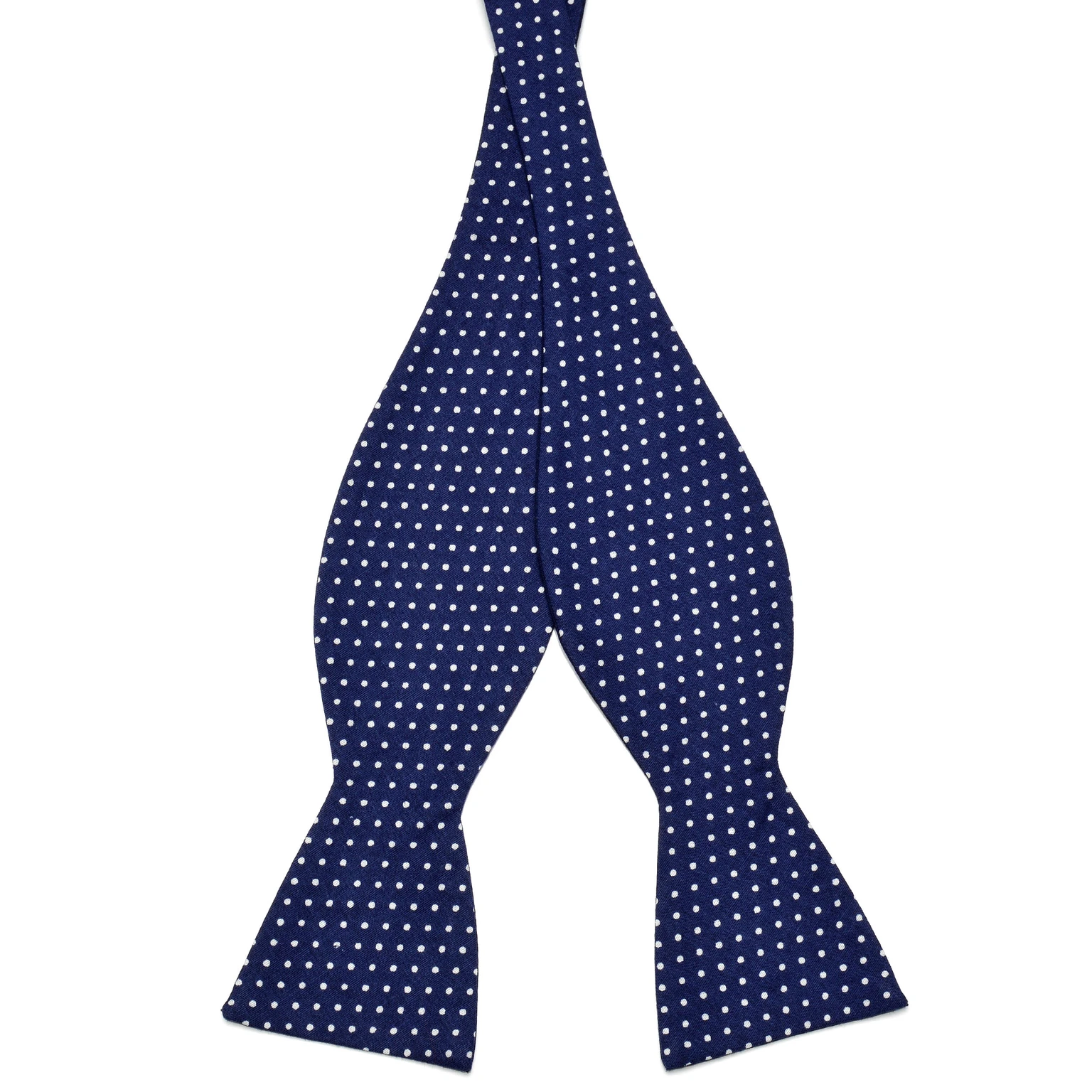 Navy Blue Dotted Self-Tie Cotton Bow Tie Navy Blue Dotted Self-Tie Cotton Bow Tie