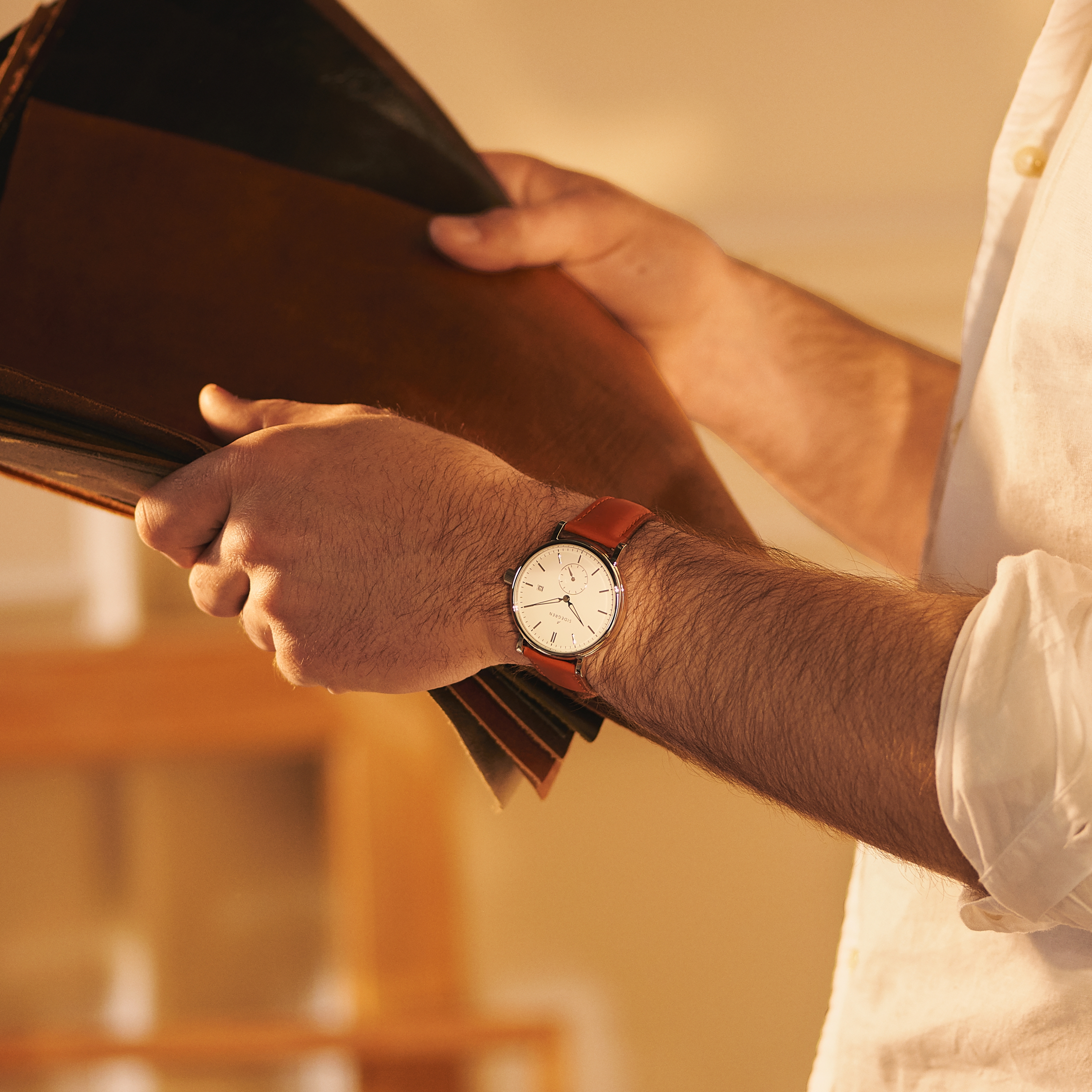 Axel | Cognacbraune silberfarbene Edelstahluhr - 2