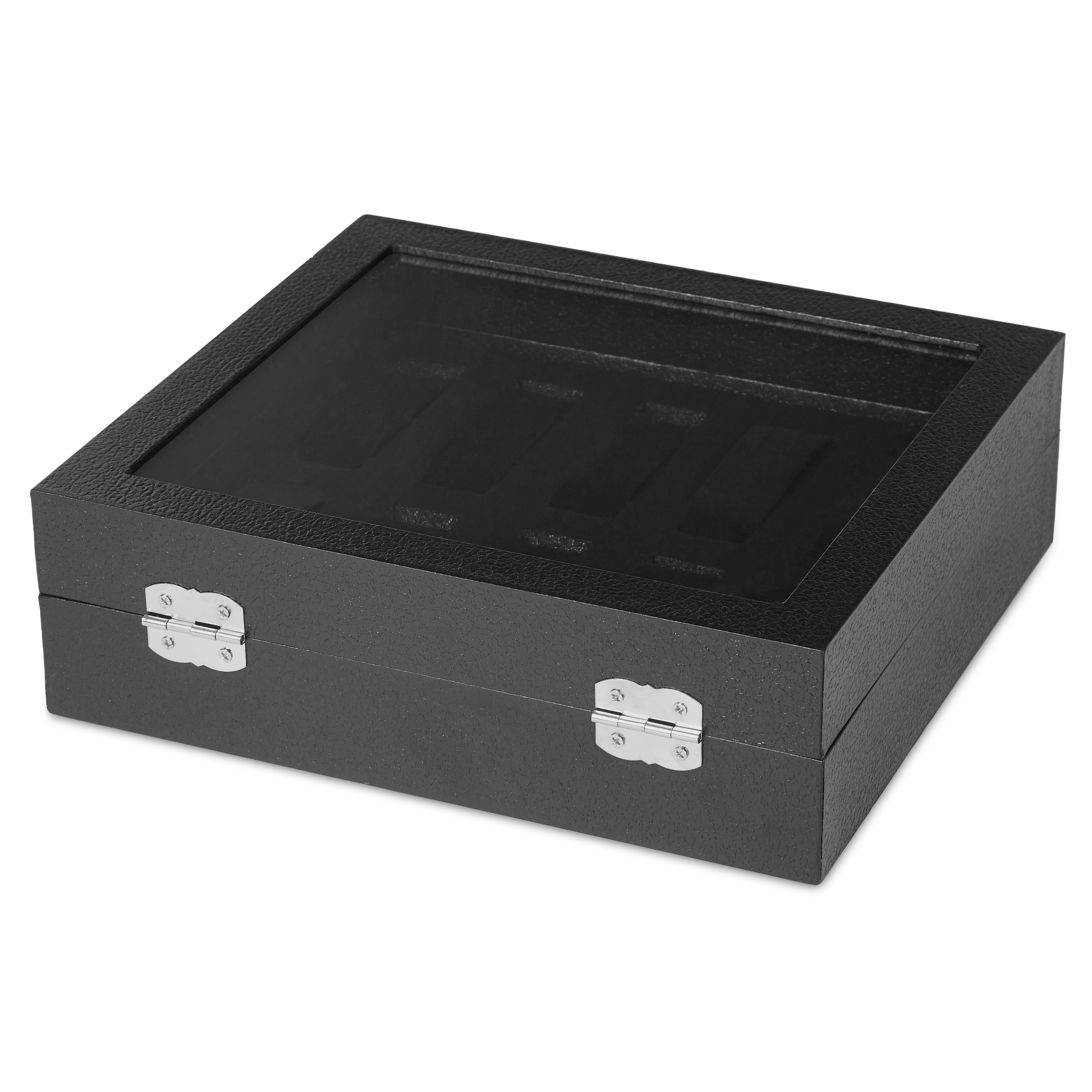 Schwarze Kunstleder Uhrenbox - 10 Uhren - 4