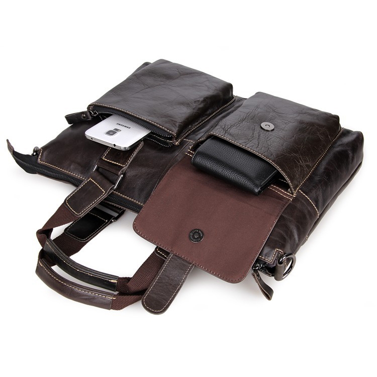 Coffee Leather Work Bag  - 6