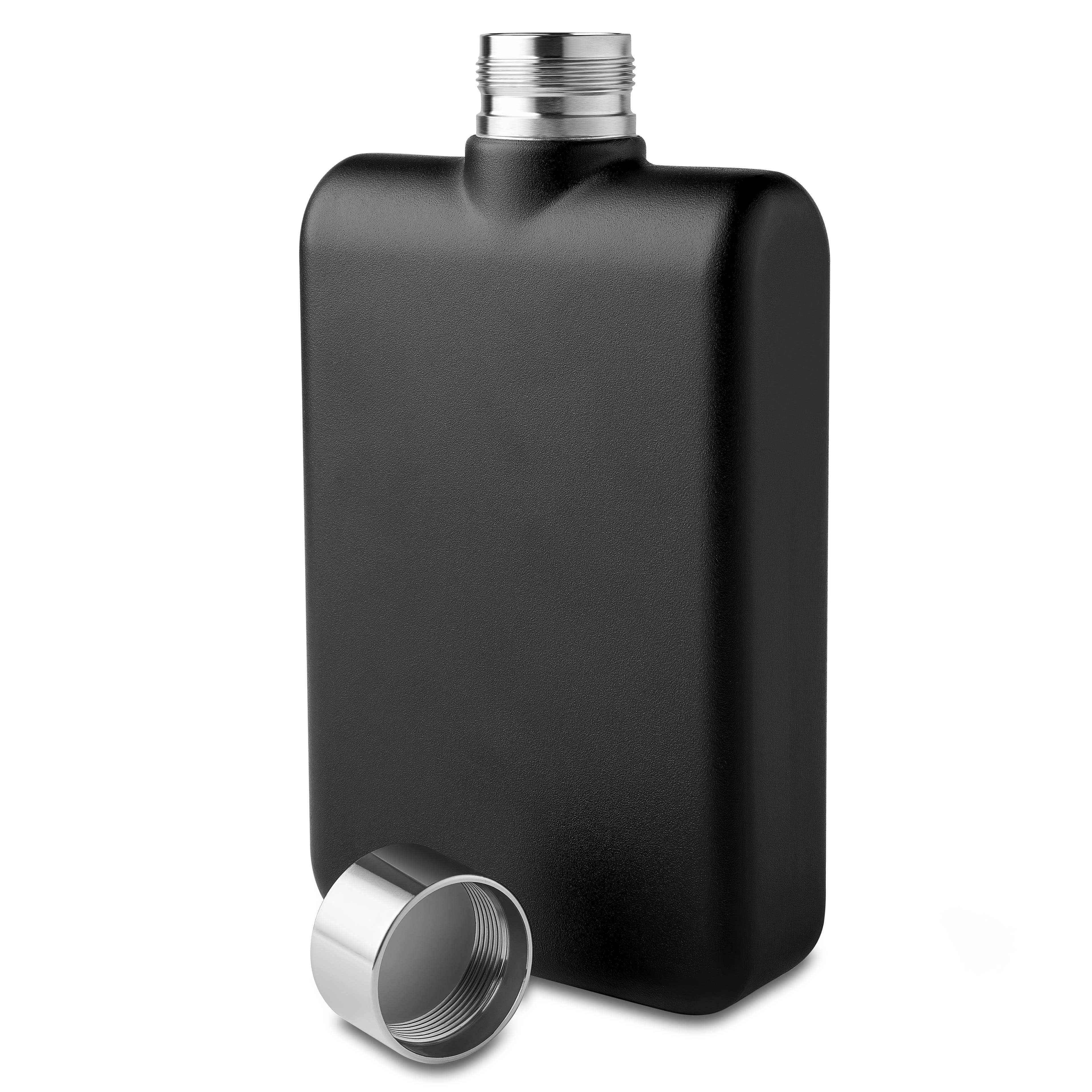 Čierna fľaša na vodu z nehrdzavejúcej ocele – 500ml 