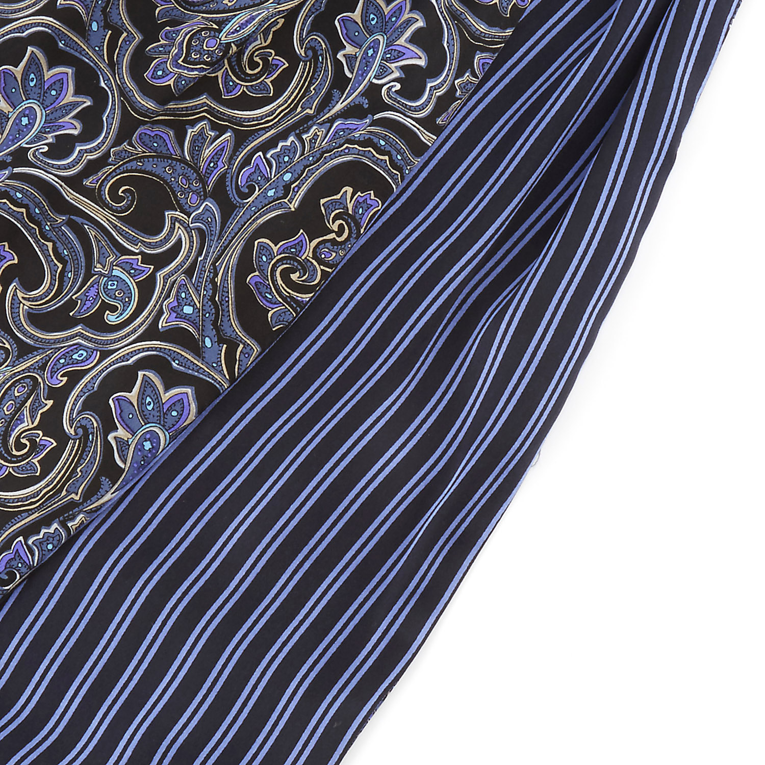 Blue Stripes & Baroque Silk Ascot - 2