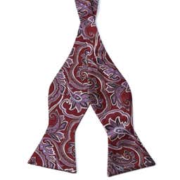 Red & Lavender Baroque Silk Self-Tie Bow Tie