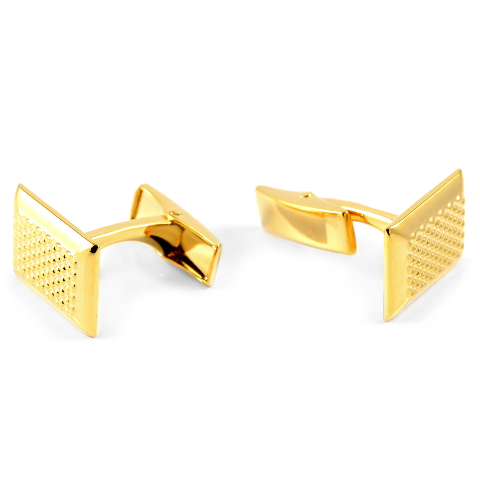 Rectangle Gold-Tone Dotted Cufflinks - 3