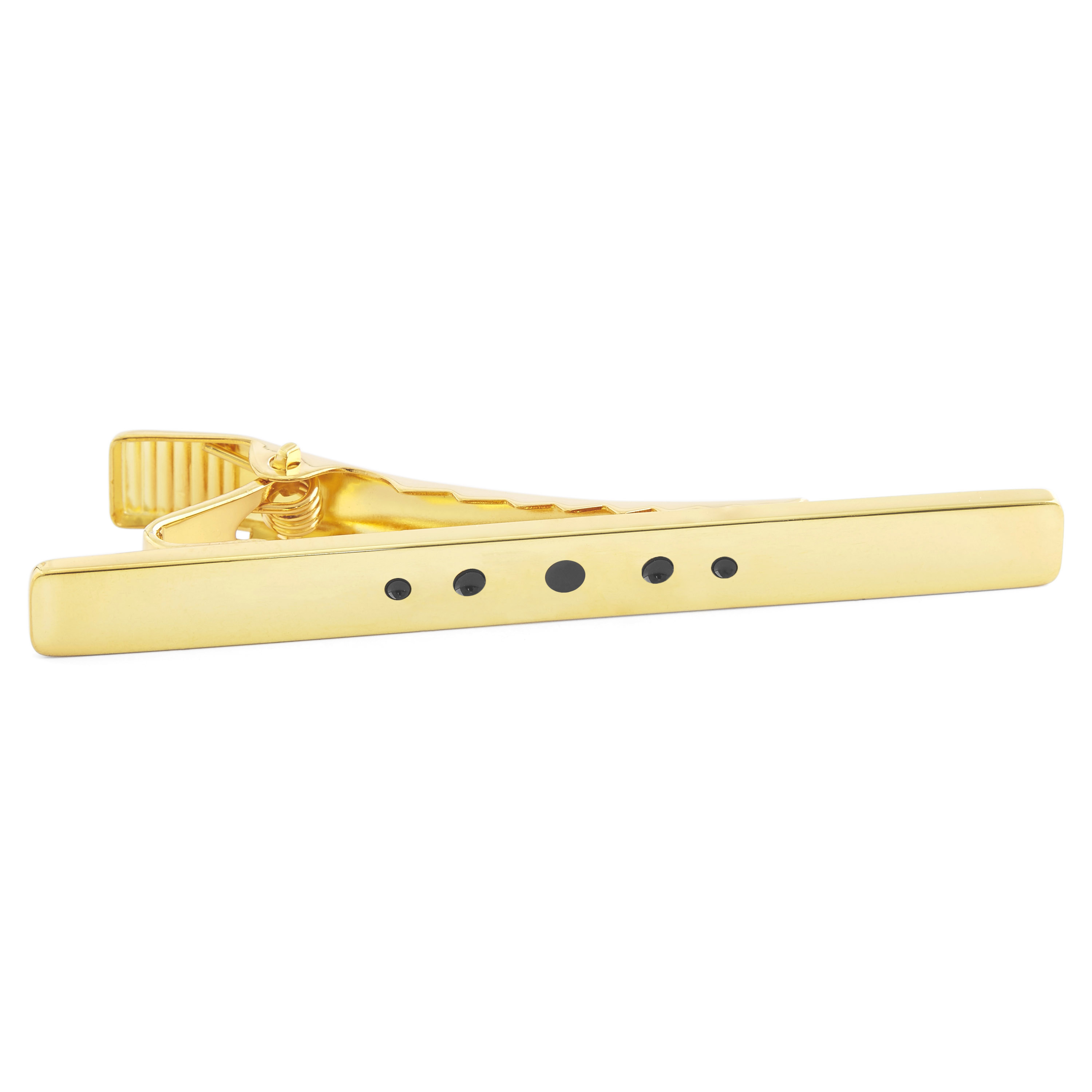 Gold 925s Black Dotted Tie Clip - 1