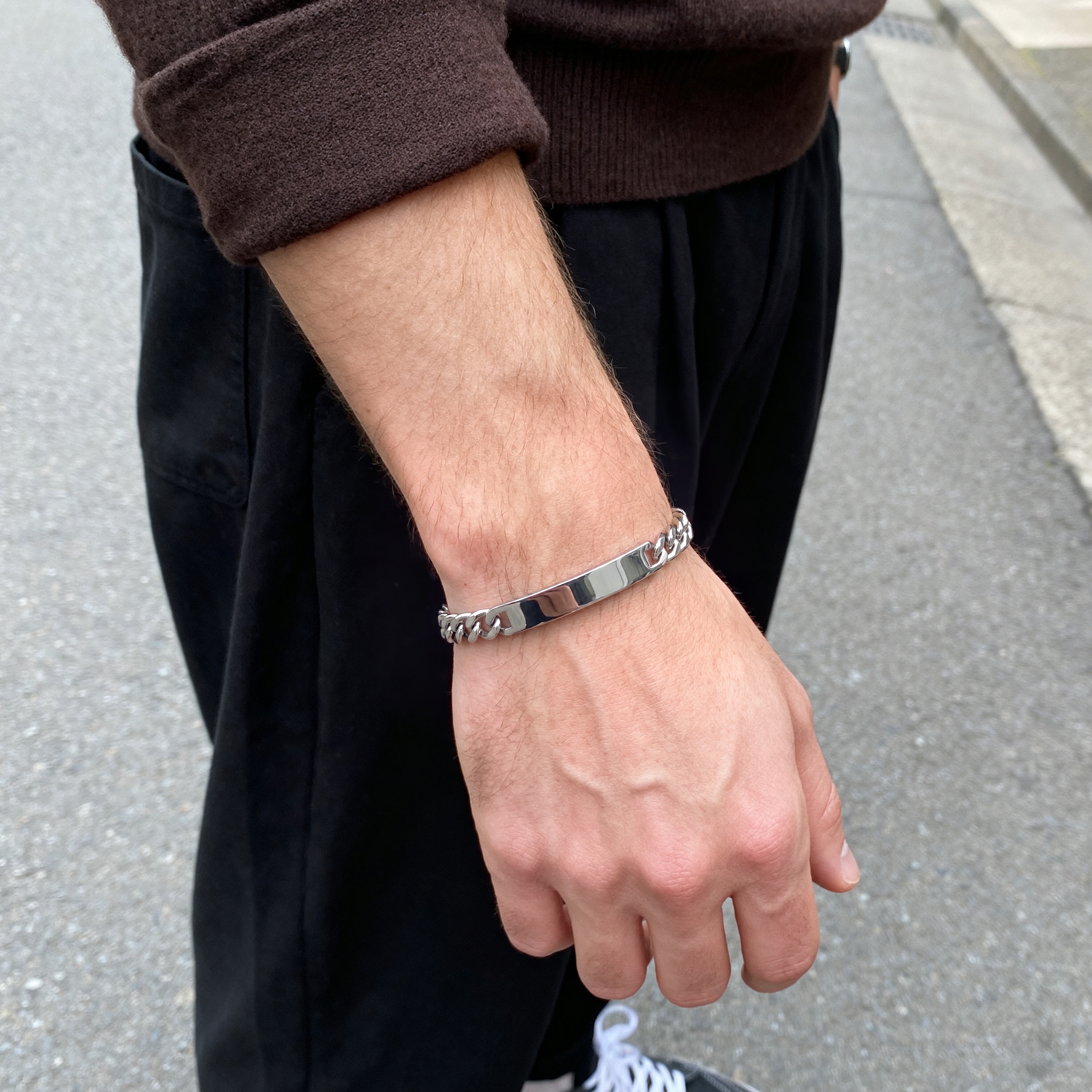 Nomen | Pulsera con placa de identificación en acero inoxidable plateado de 7 mm - 3