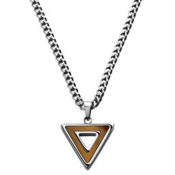 Cruz | Silberfarbene Halskette aus Edelstahl und Tigerauge-Dreieck