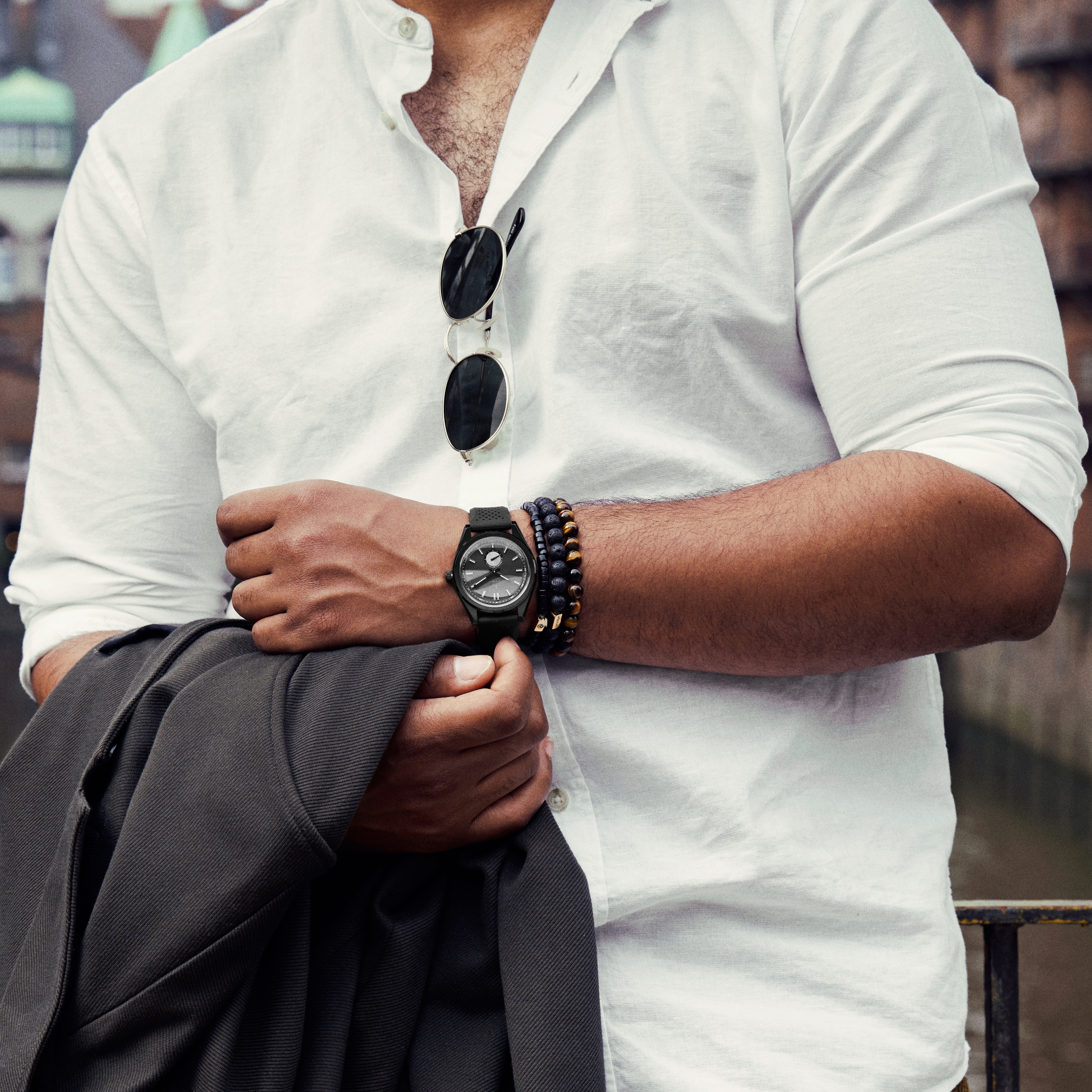 Mond | Black Stainless Steel Meteorite Watch - 6