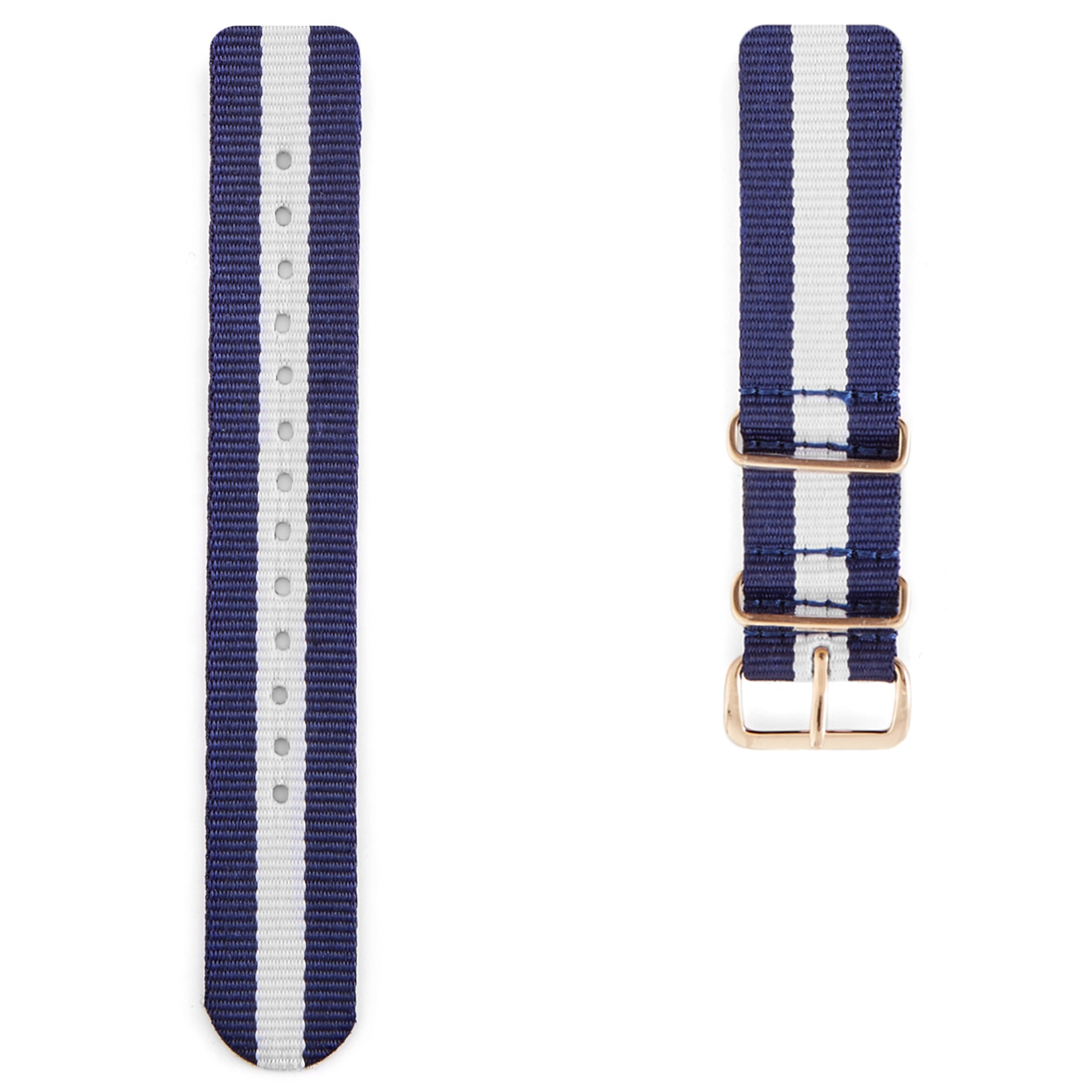 Navy, White & Rosegold NATO Watch Strap - 1