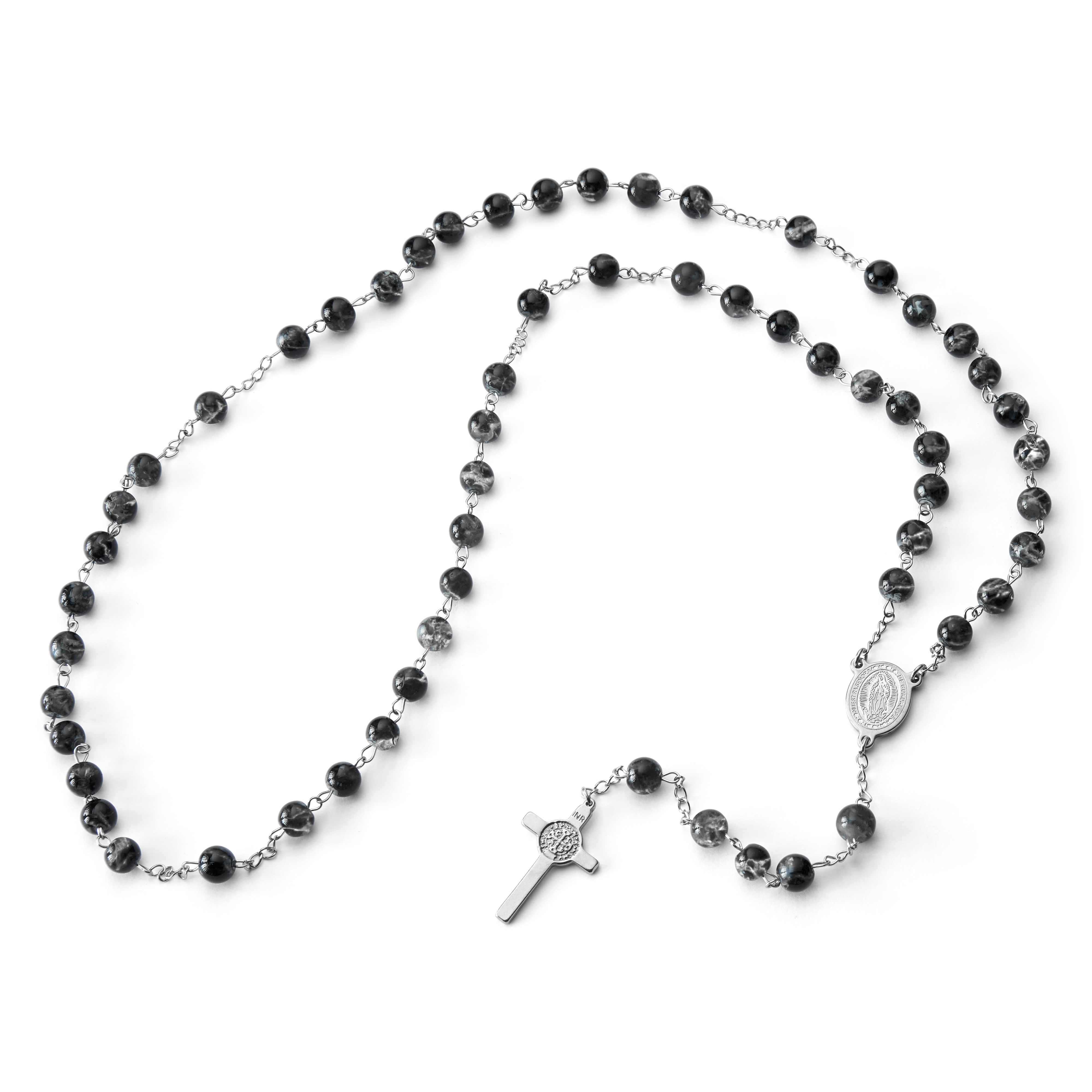 Men's Two-Tone Black IP Stainless Steel Beaded Rosary – 23 Inches -  Walmart.com