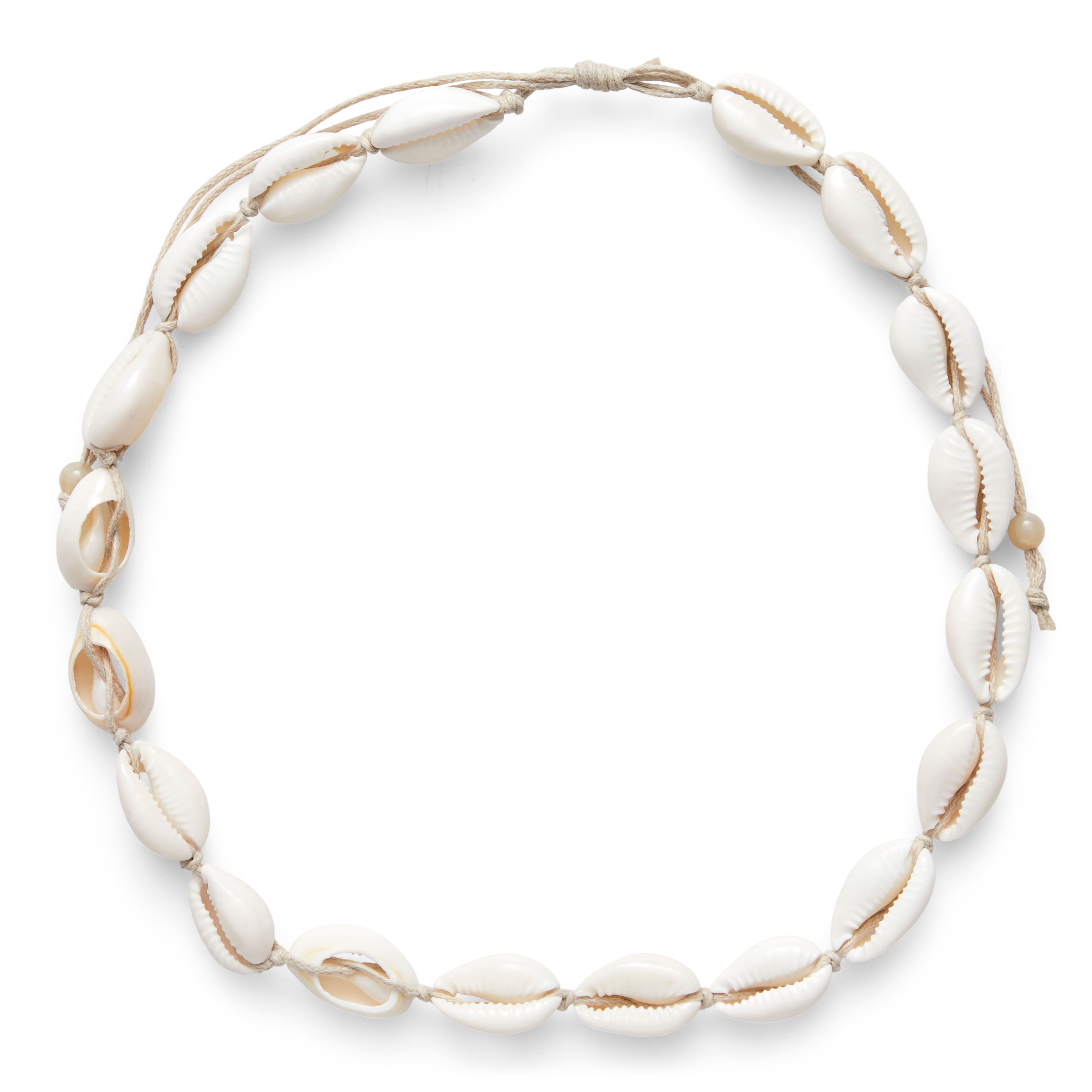Cowrie | Tide skjellhalskjede med lysebrun snor - 2