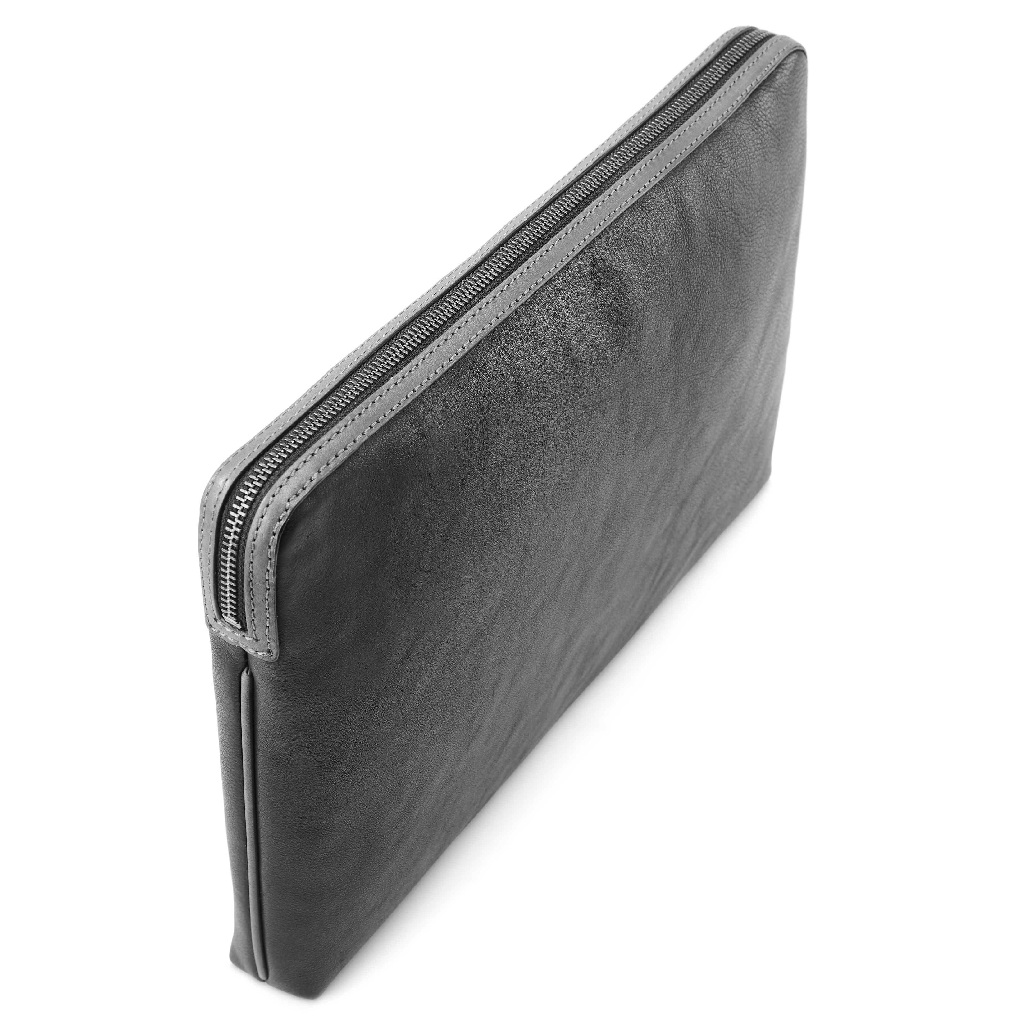 Lou Schwarze & Graue Leder Laptophülle - 6