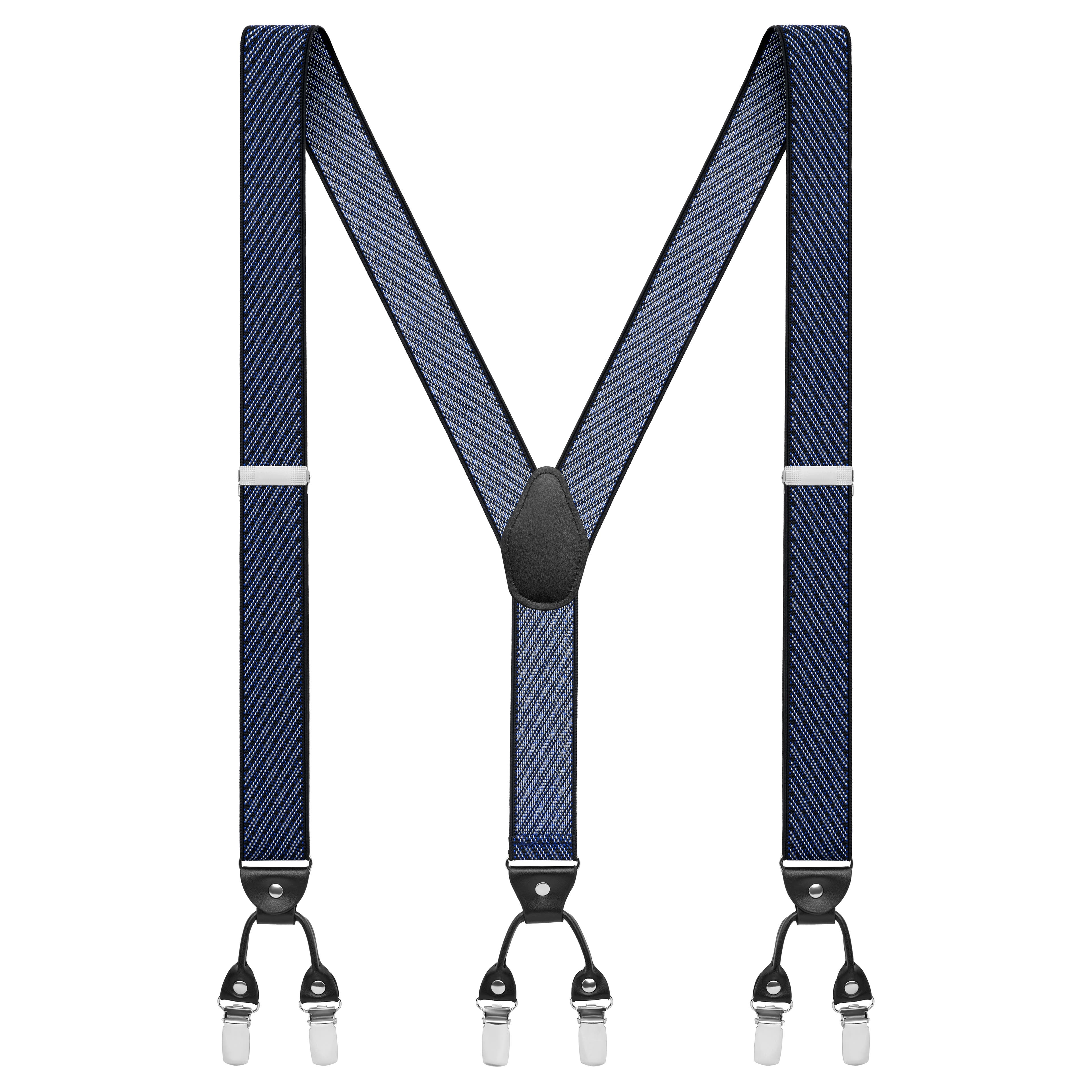 Vexel | Wide Blue & White Striped Suspenders