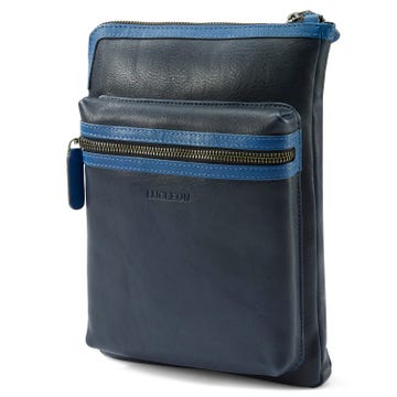 Lincoln | Navy & Cobalt Blue Leather Tablet Bag