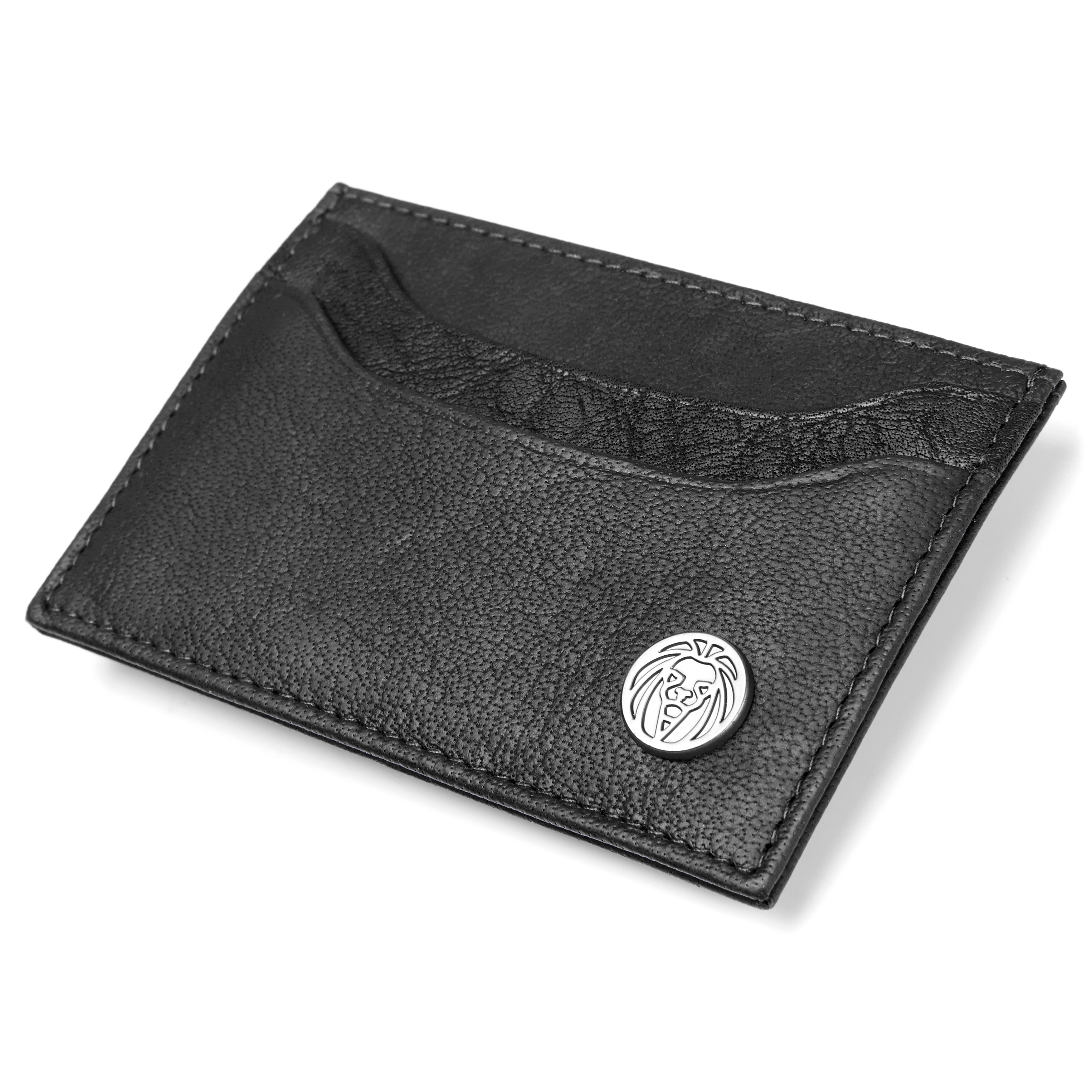 Tarjetero de cuero negro con clip Oxford  - 3