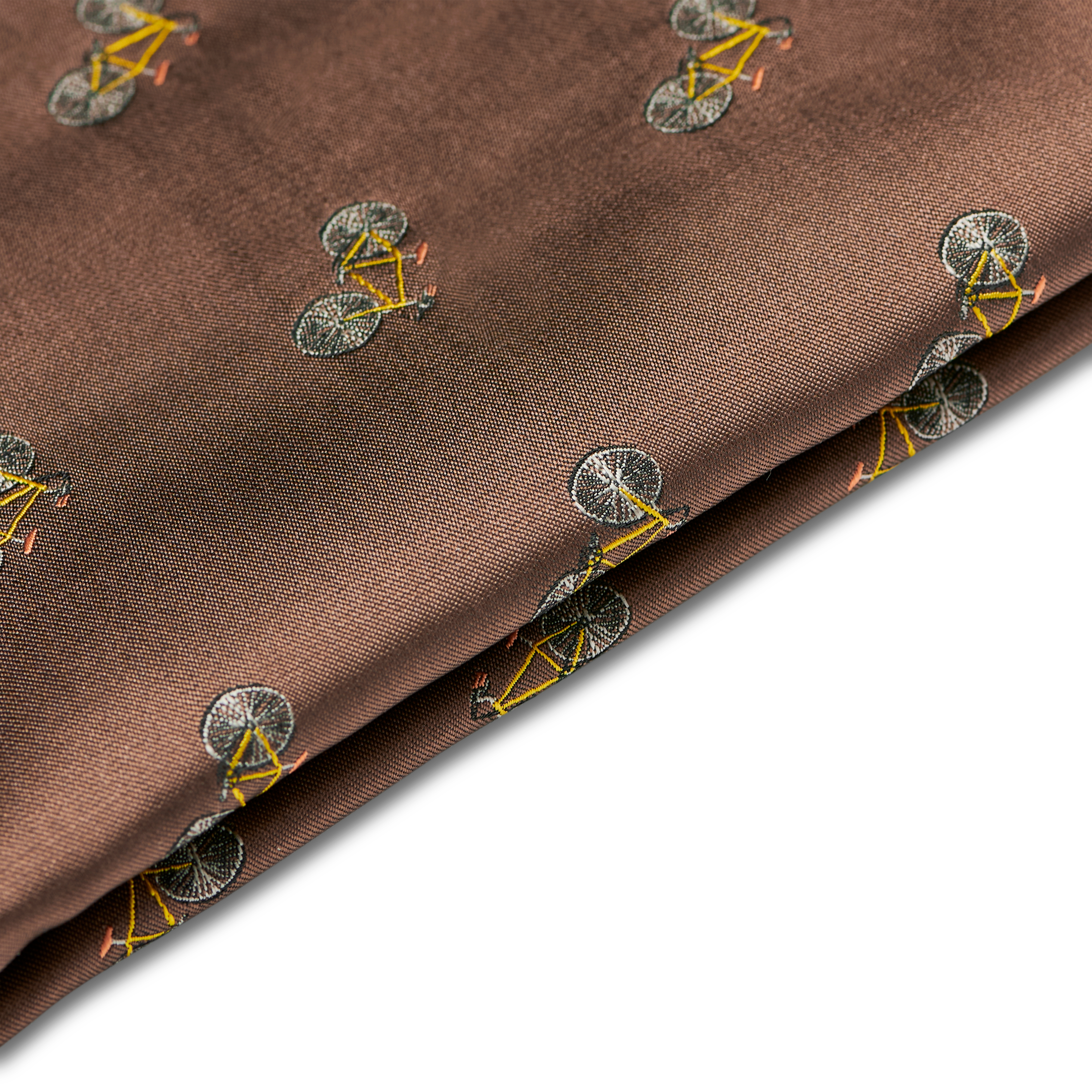 Brown Double-Sided Pocket Square with Bicycles - 2
