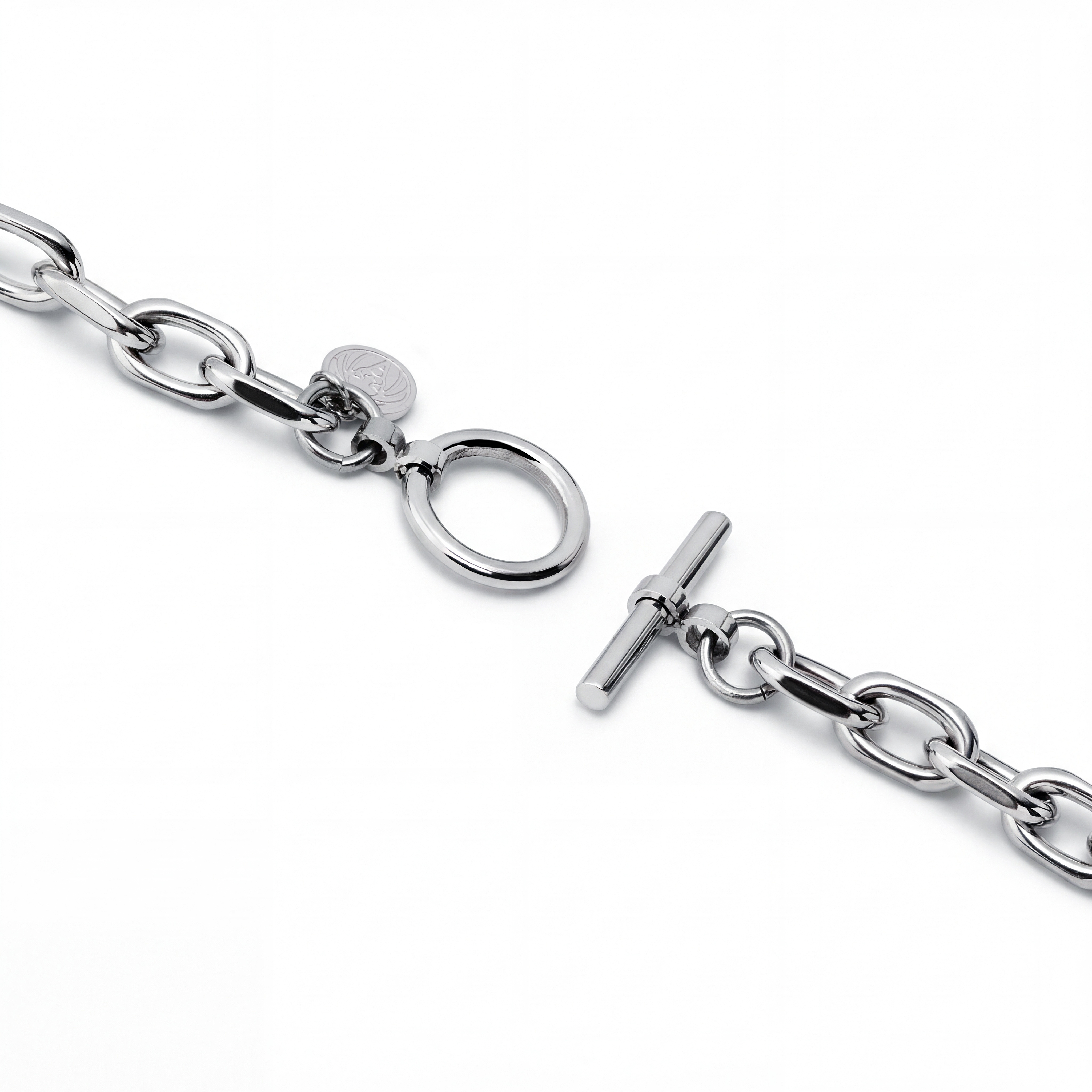 New Classics | Naszyjnik z ogniw typu O ze stali nierdzewnej z zapięciem typu toggle 6.5 mm w srebrnym kolorze - 3