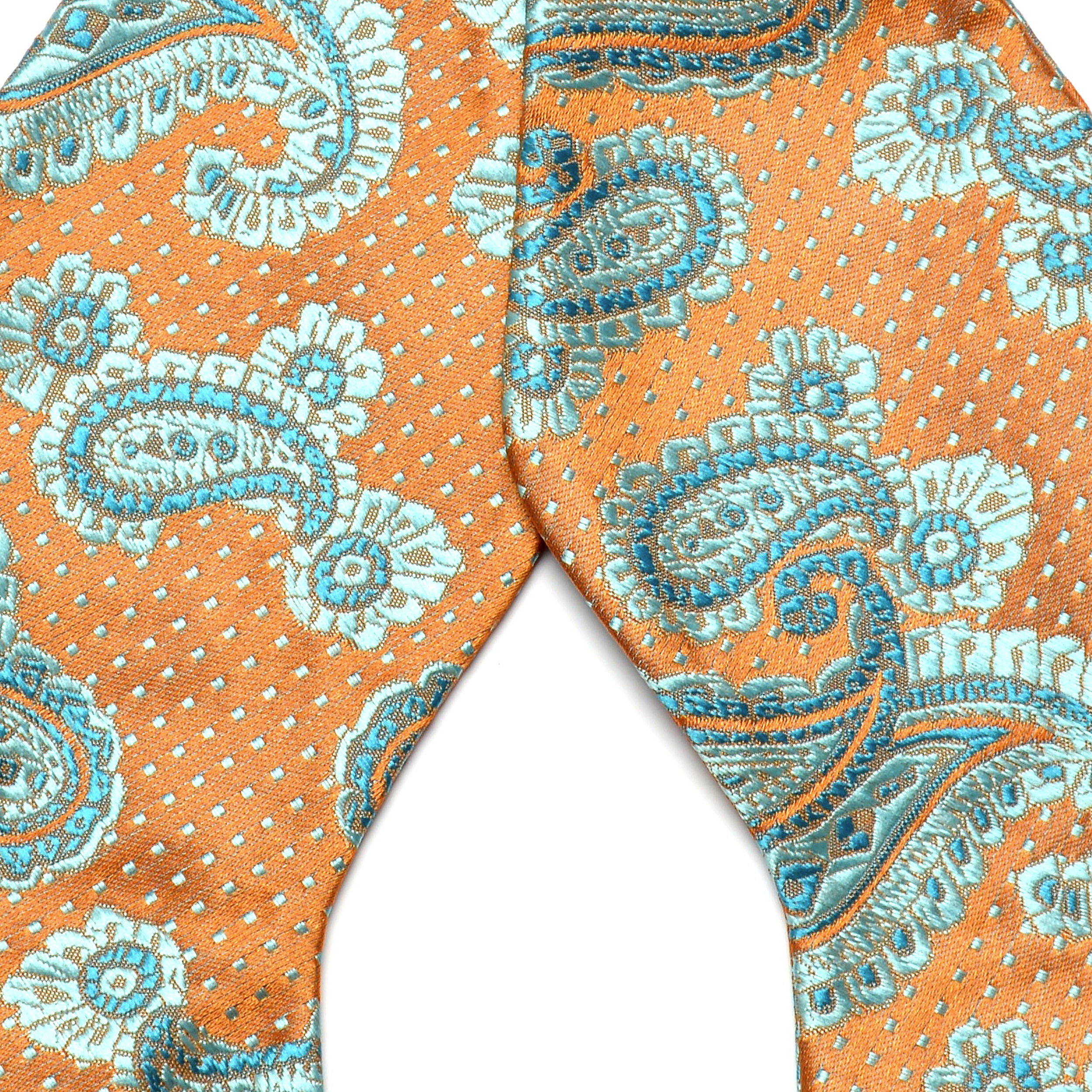 Teal Paisley Silk Self-Tie Bow Tie - 2