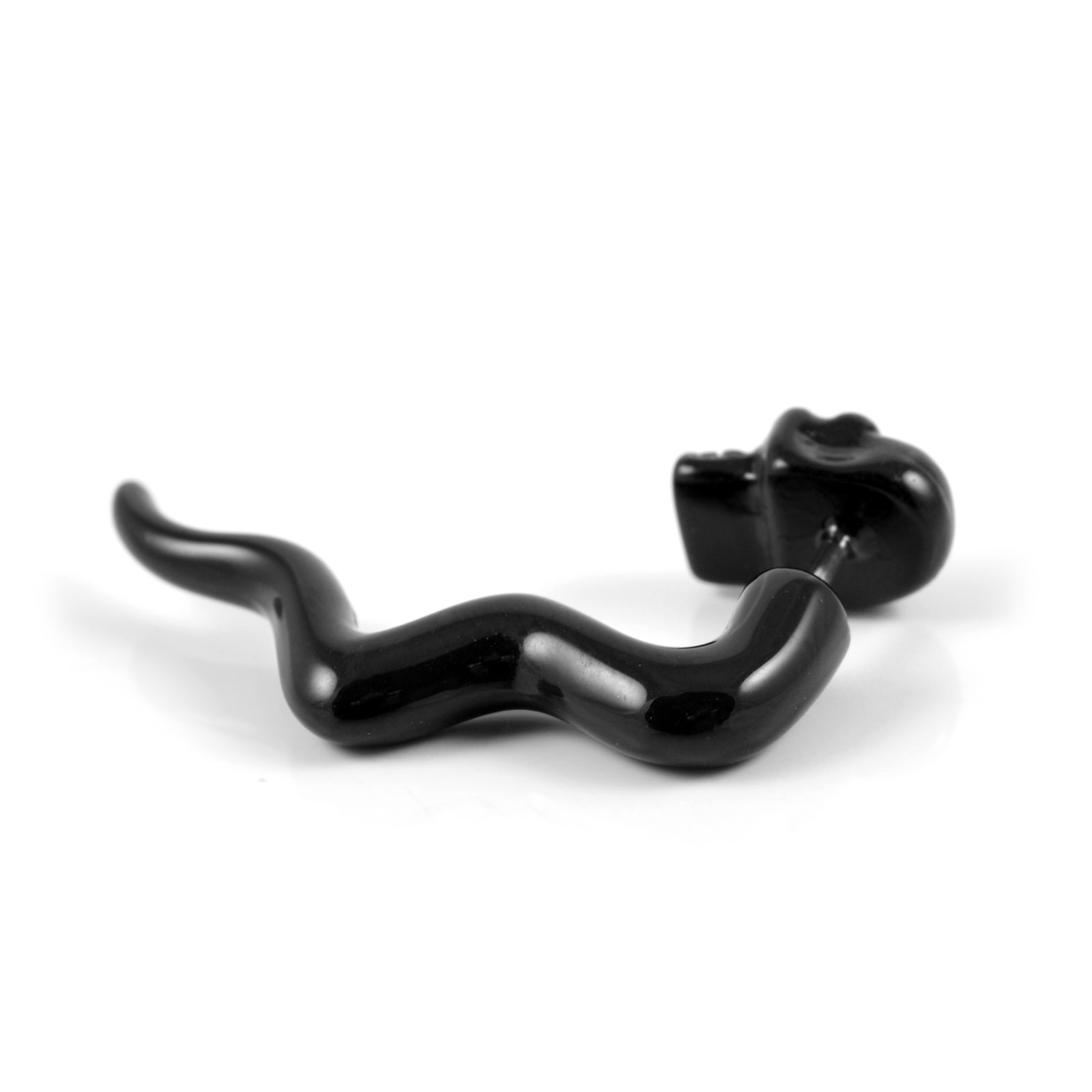 Sentio | Svart Fejk Taper-örhänge med Dödskalle - 3