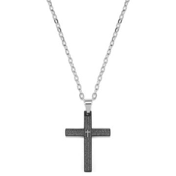 Petite croix noire avec chaine en acier inoxydable
