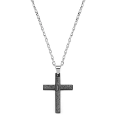 Litet Svart Kors med Stålhalsband Litet Svart Kors med Stålhalsband