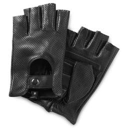Black Fingerless Sheep Leather Driving Gloves
