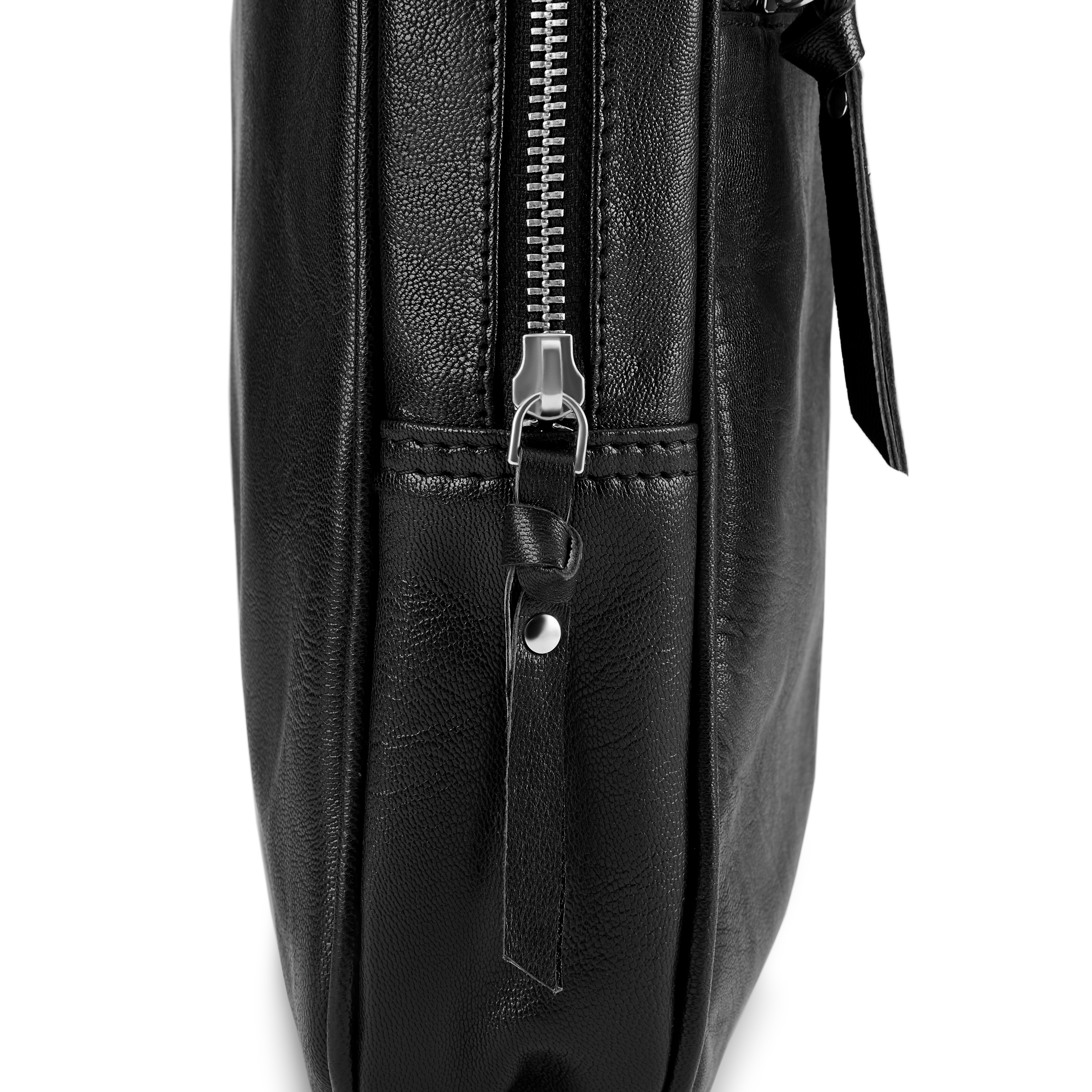 Fidei | Black Full Grain Goat Leather Laptop Bag - 6