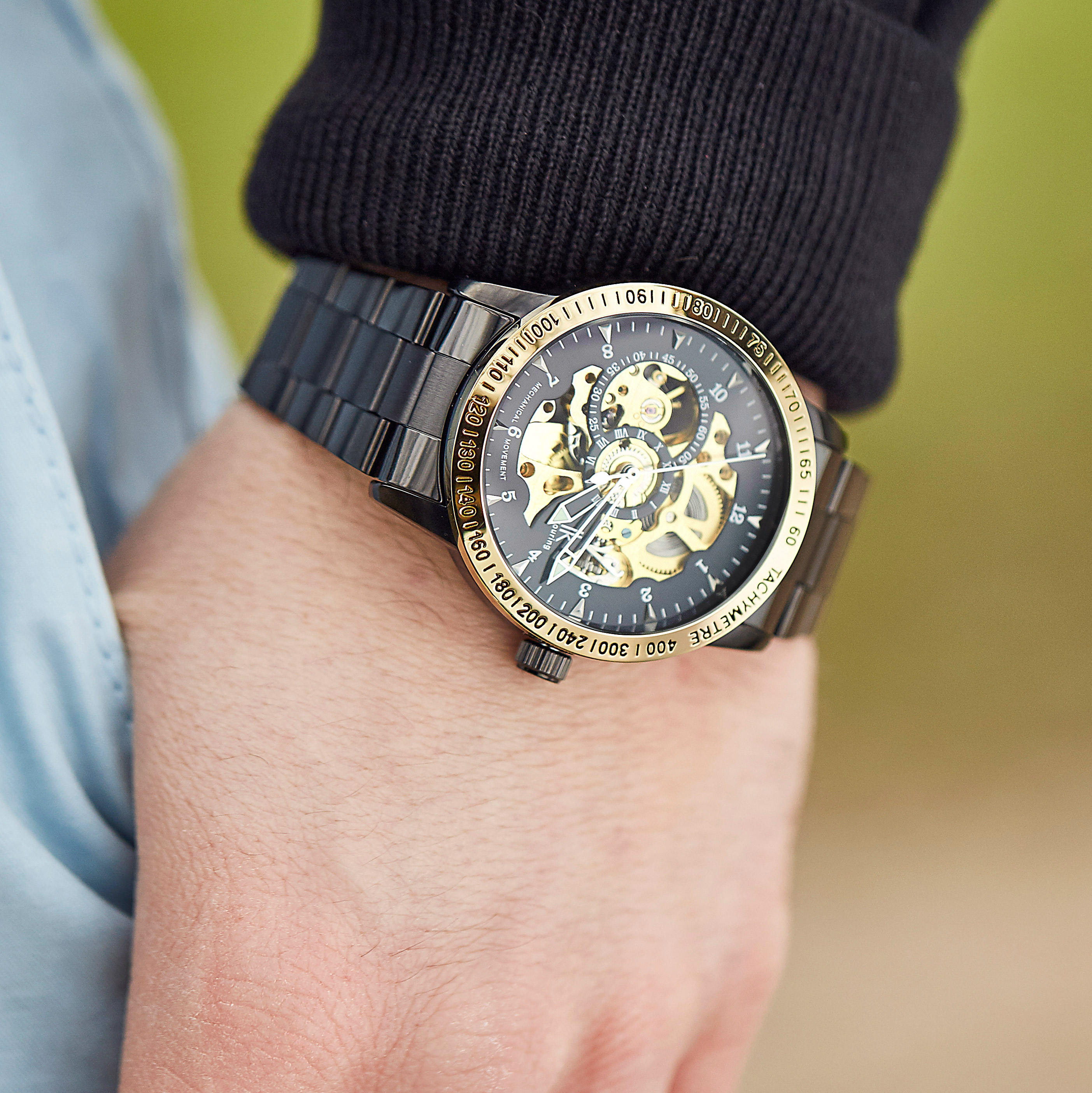 Reloj negro con los bordes dorados Rolat  - 6