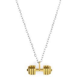 Gold-Tone Pumping Iron Pendant Necklace