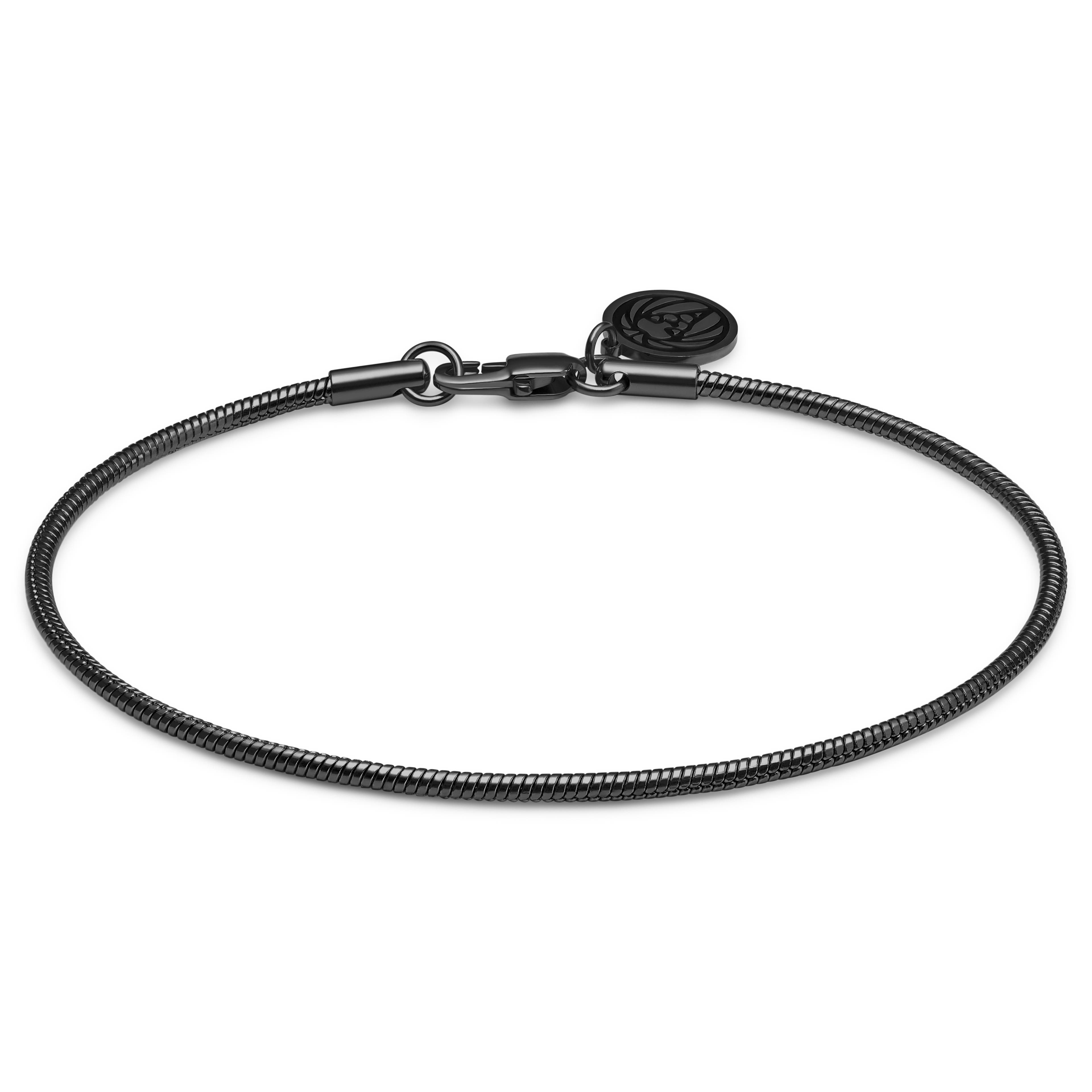 Essentials | 2 mm Gunmetal Schwarzes Kabelketten-Armband